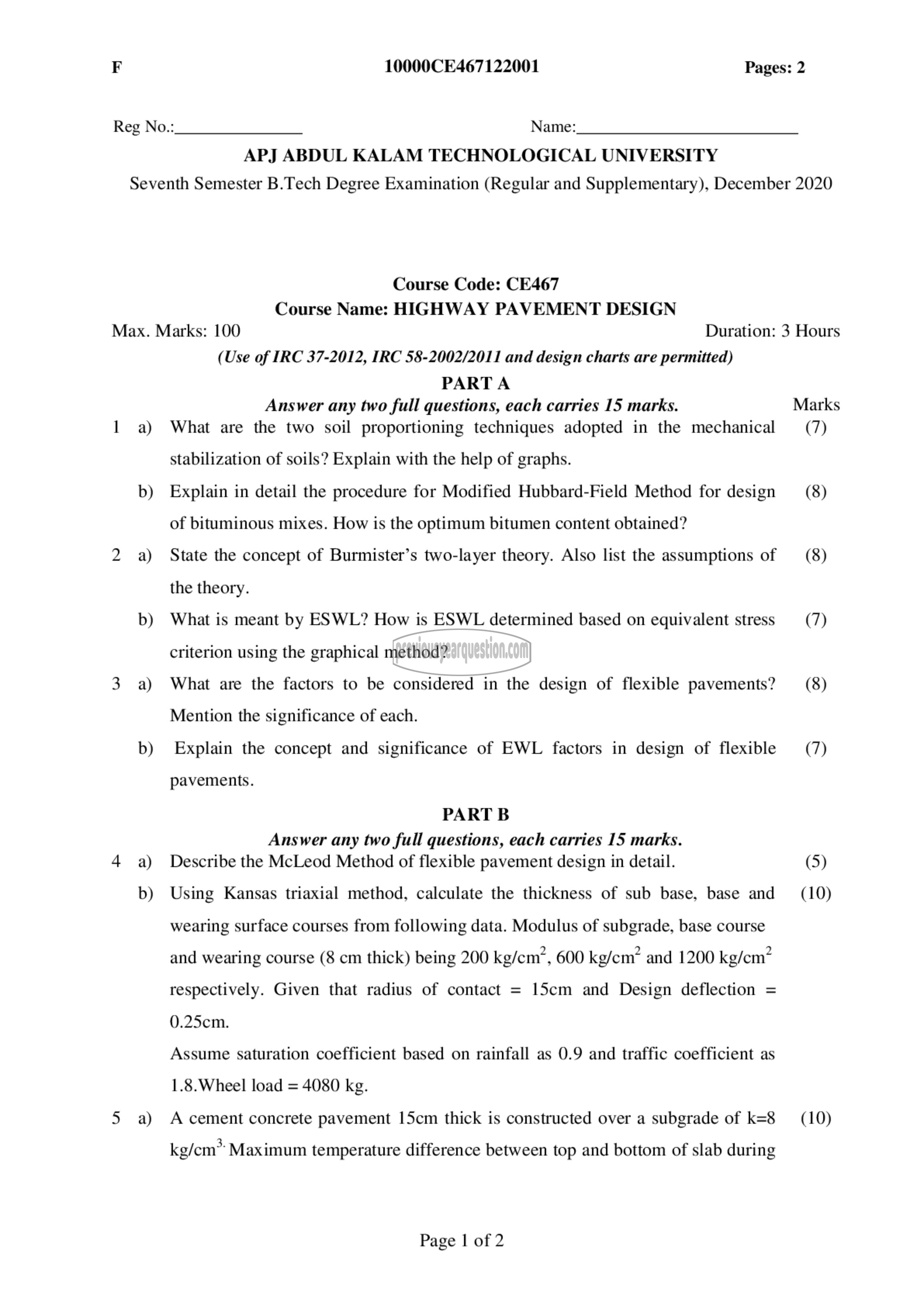 Question Paper - Highway Pavement Design-1