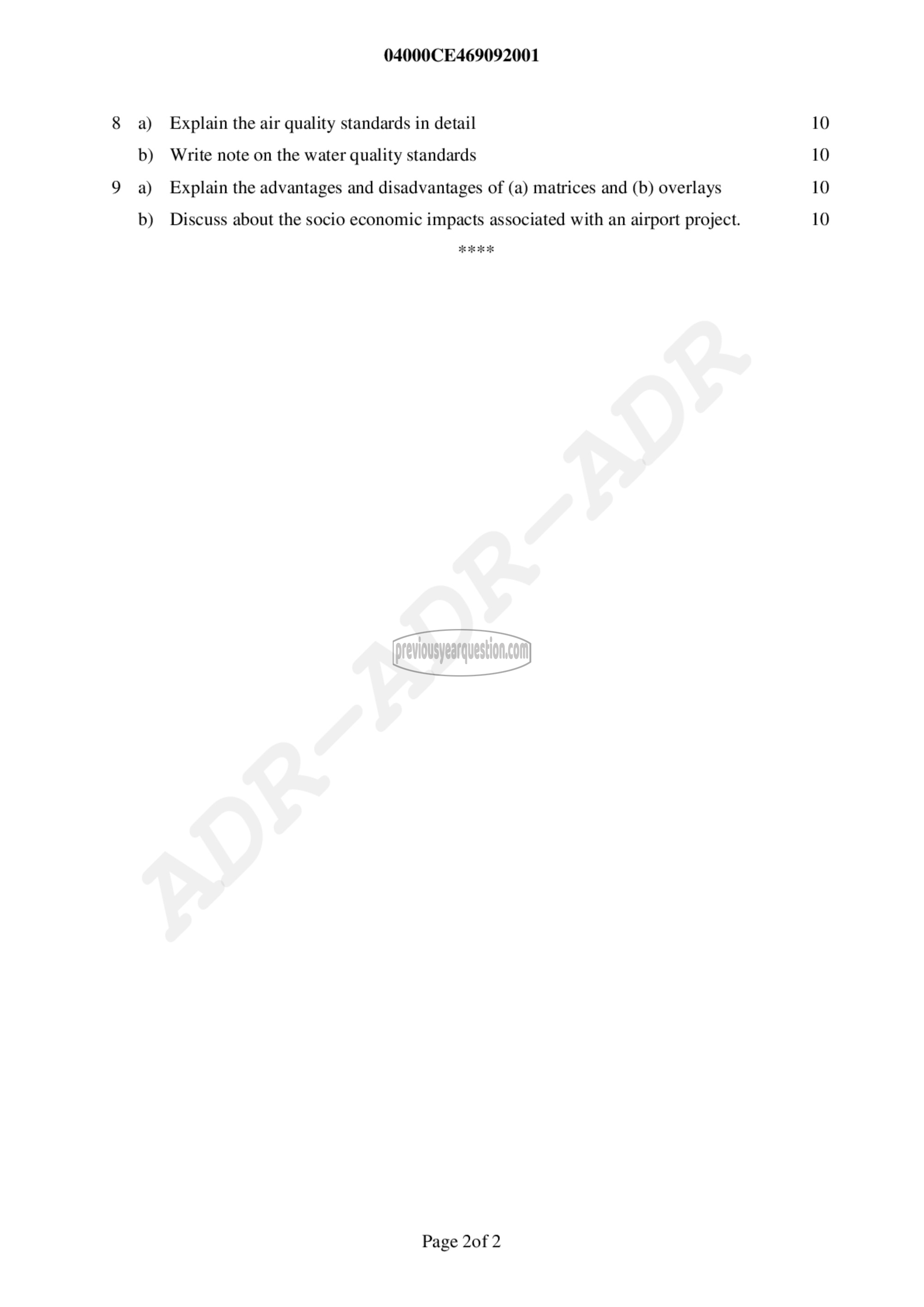 Question Paper - Environmental Impact Assessment-2