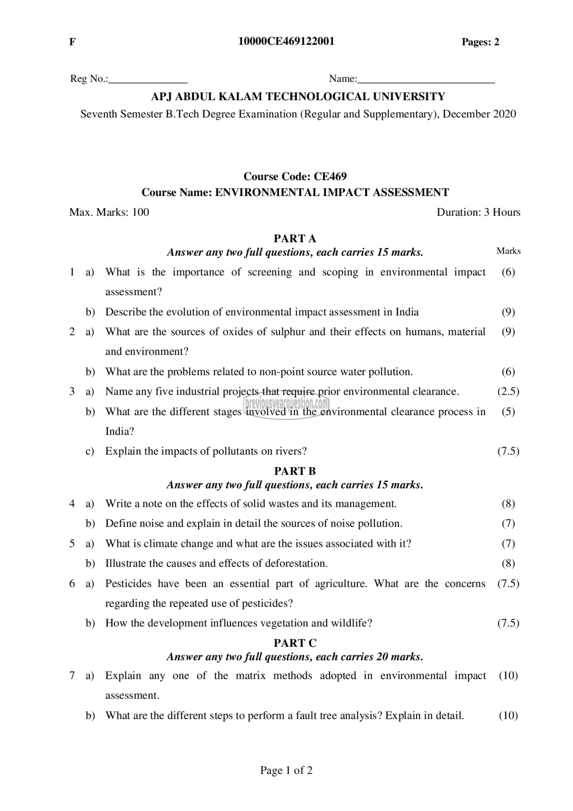 Question Paper - Environmental Impact Assessment-1