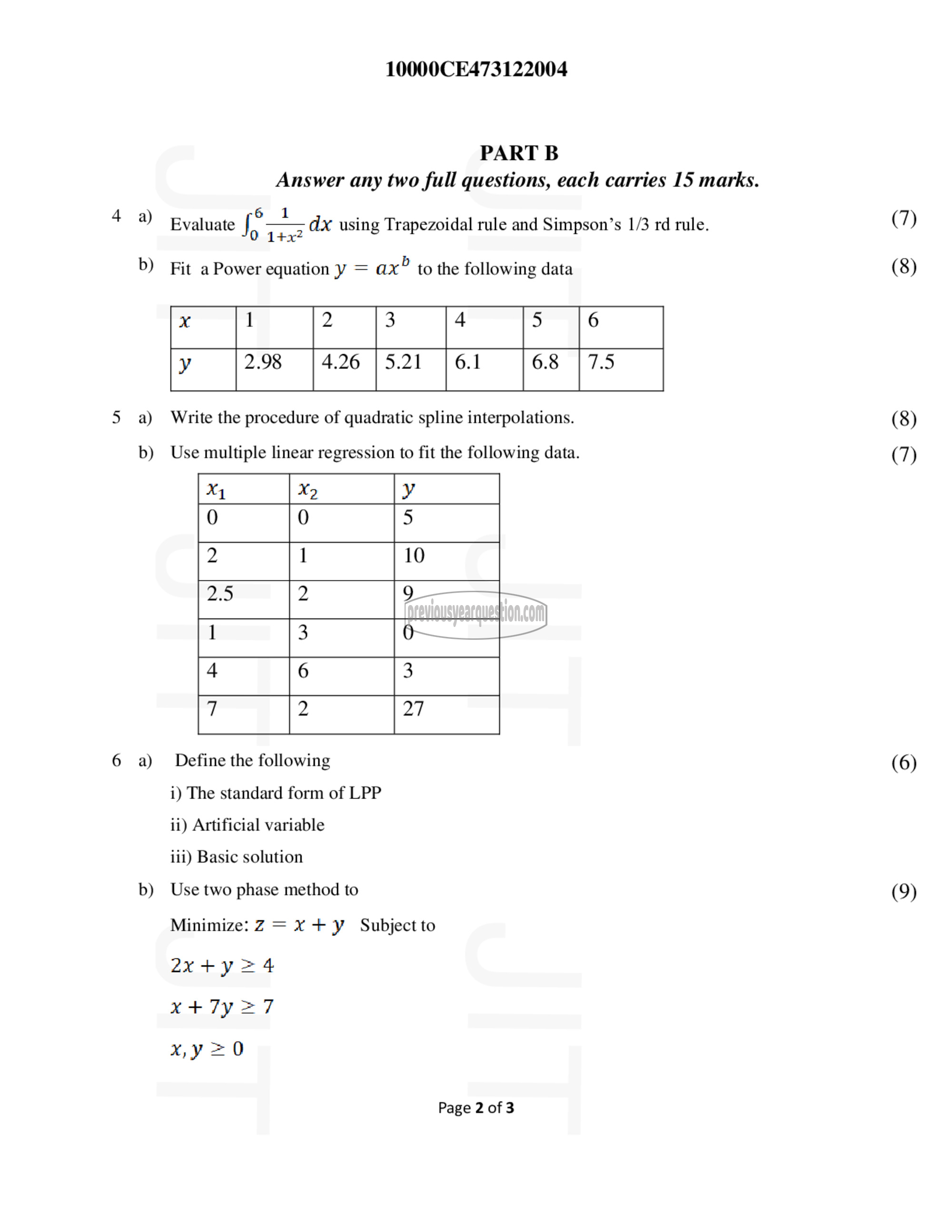 Question Paper - Advanced Computational Techniques and Optimization-2