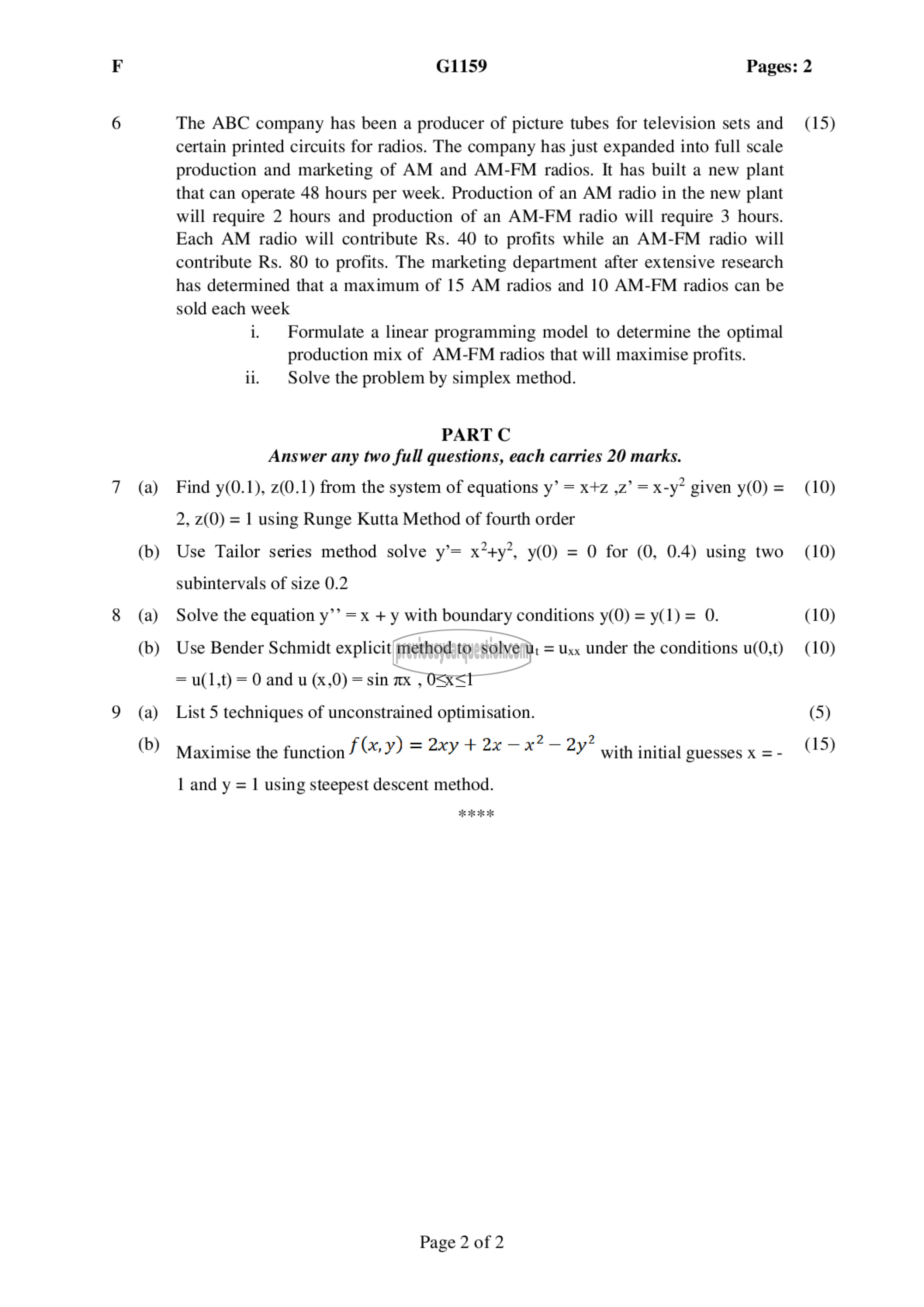 Question Paper - Advanced Computational Techniques and Optimization-2