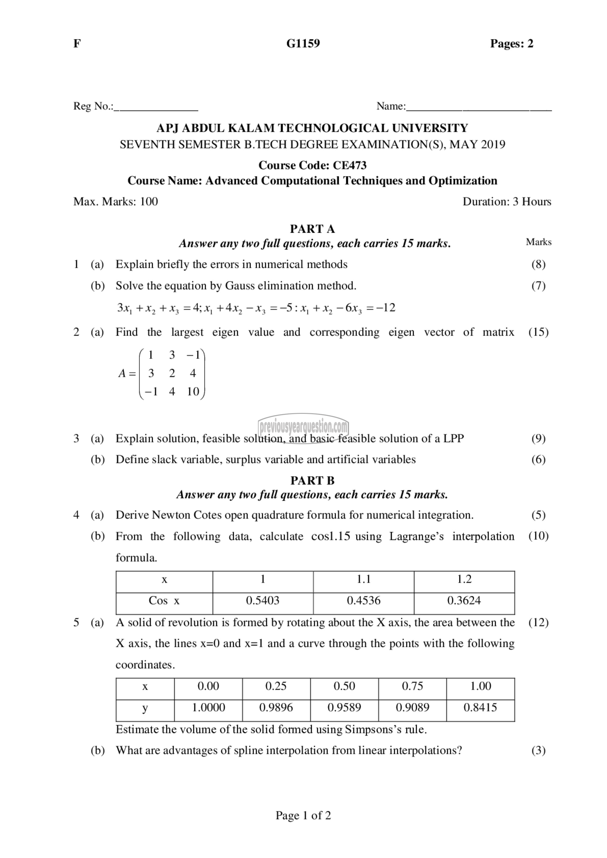 Question Paper - Advanced Computational Techniques and Optimization-1