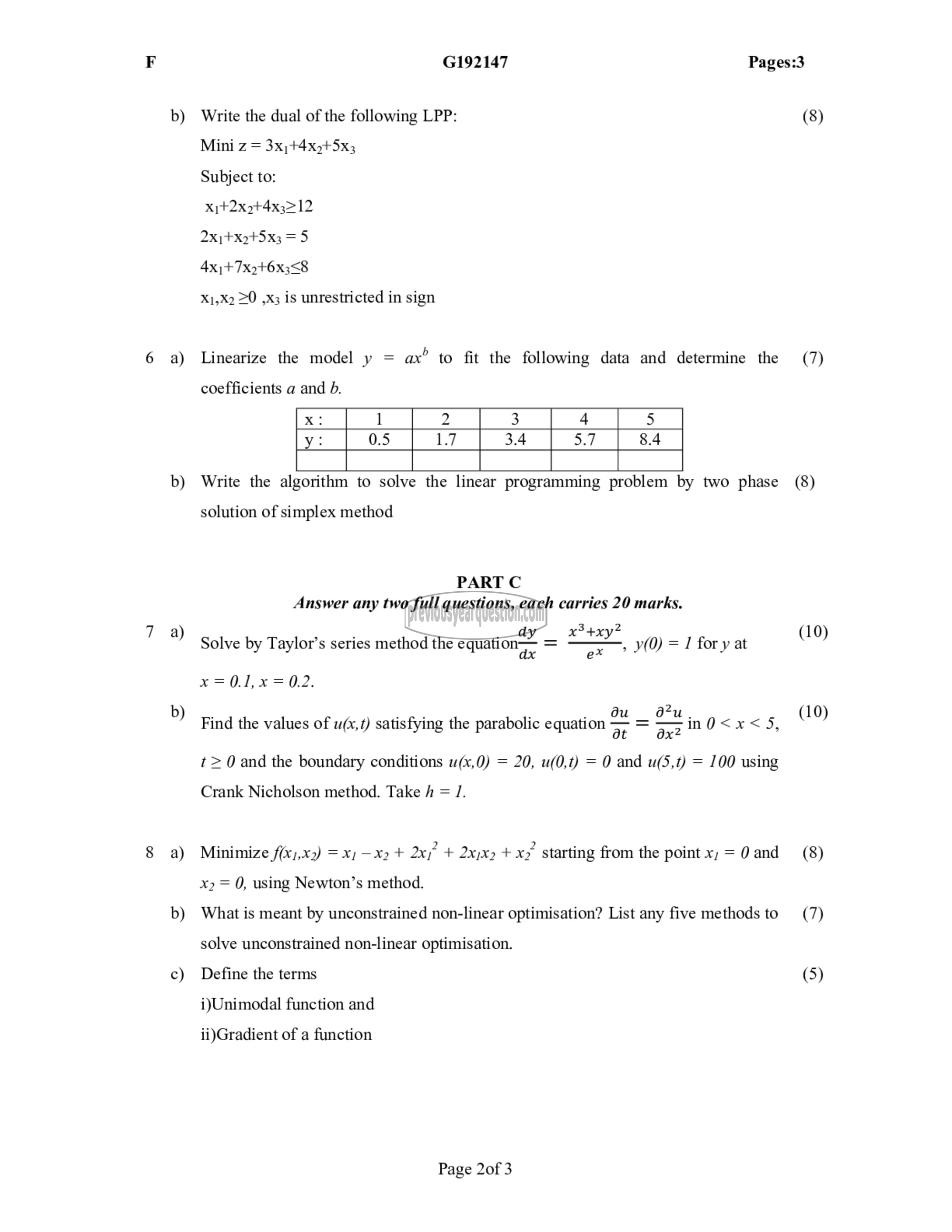 Question Paper - Advanced Computational Techniques and Optimization-2