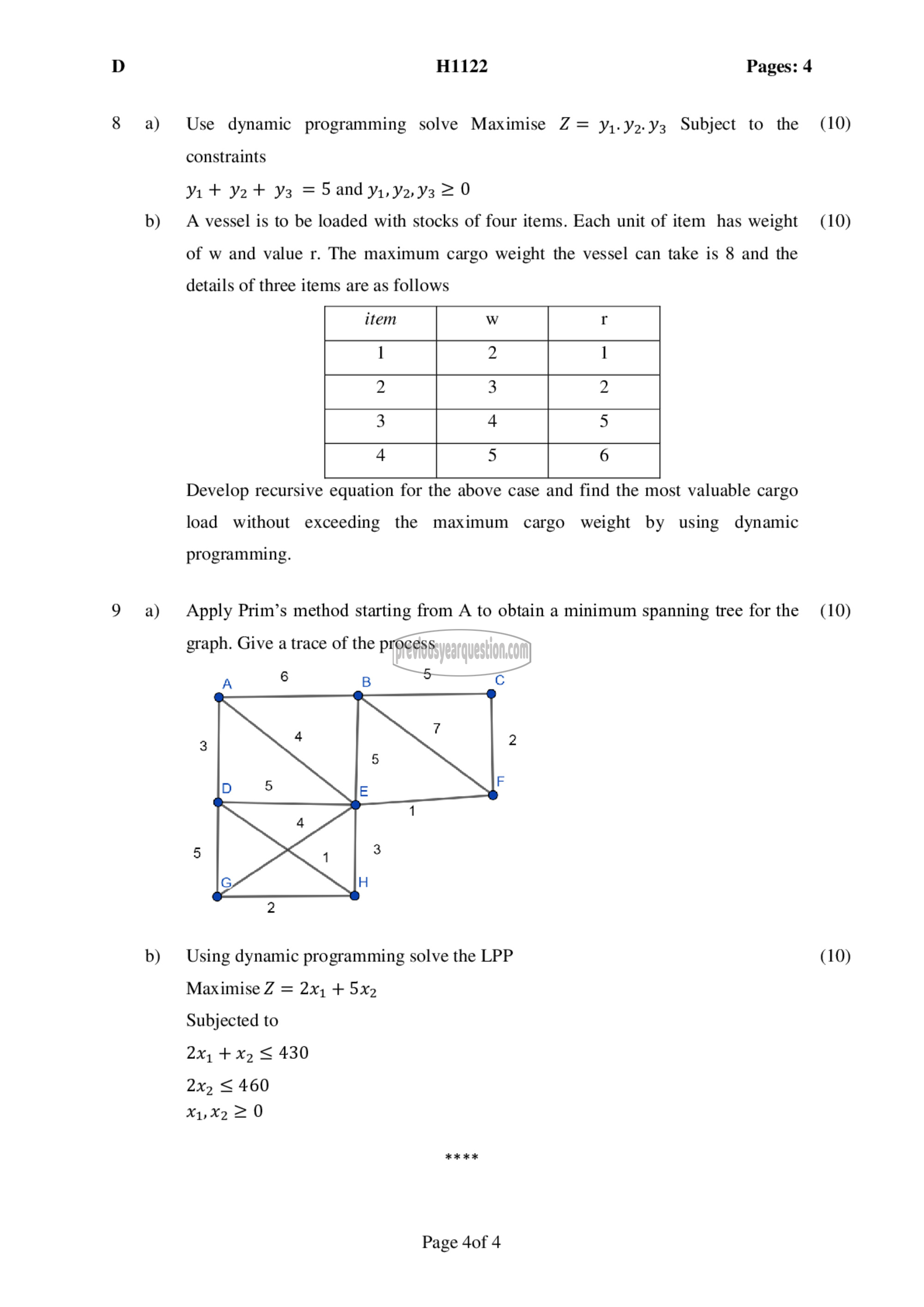 Question Paper - APPLIED EARTH SYSTEMS-4