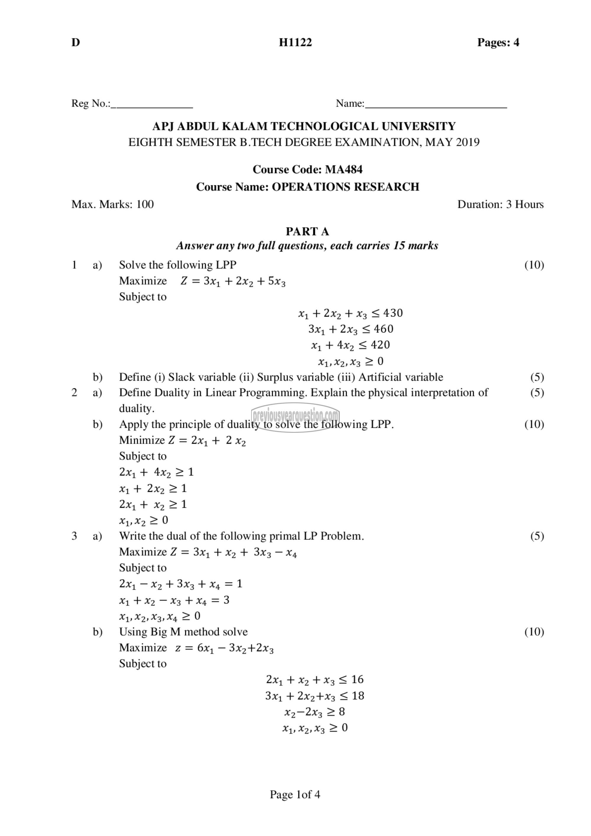 Question Paper - APPLIED EARTH SYSTEMS-1