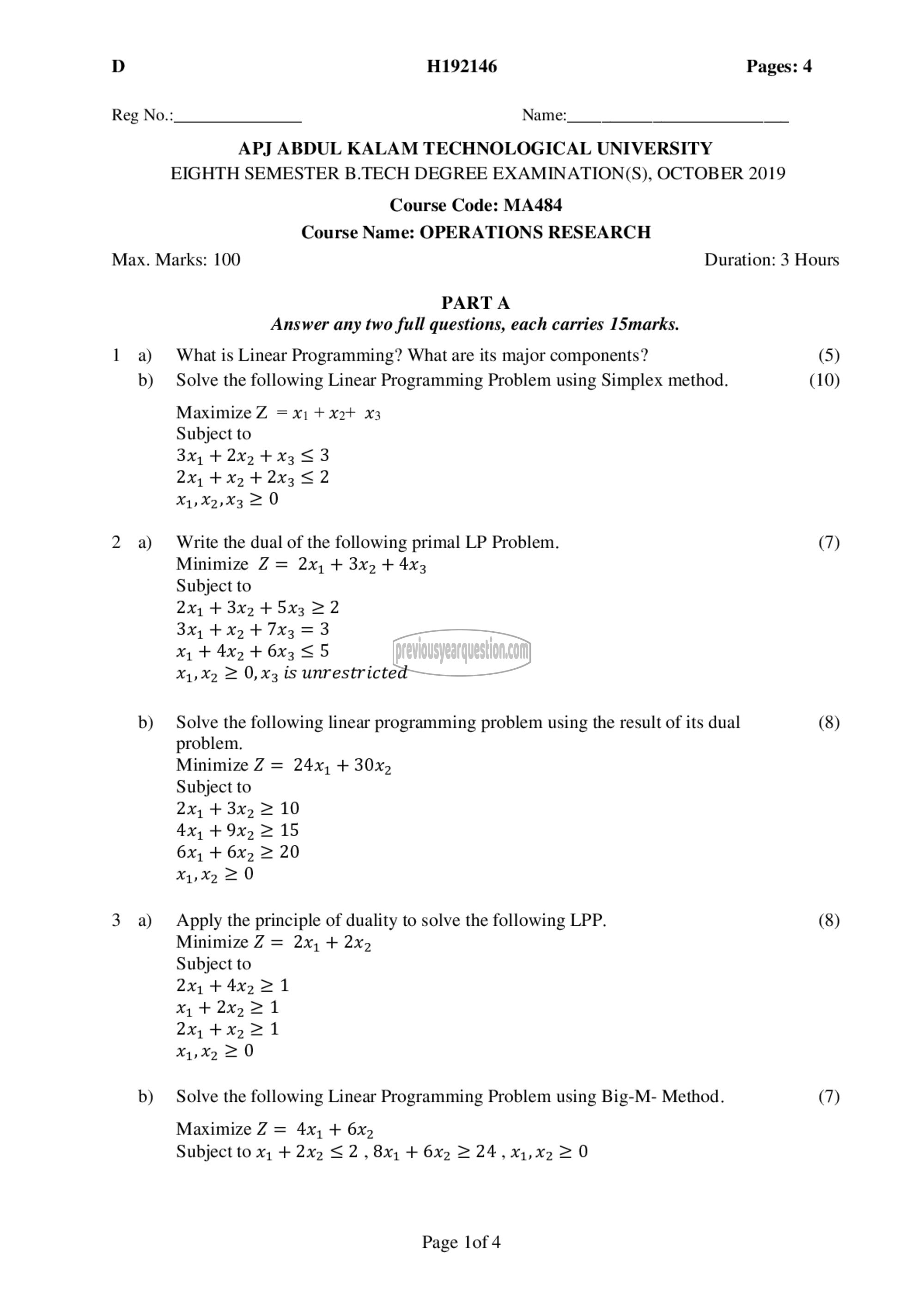 Question Paper - APPLIED EARTH SYSTEMS-1