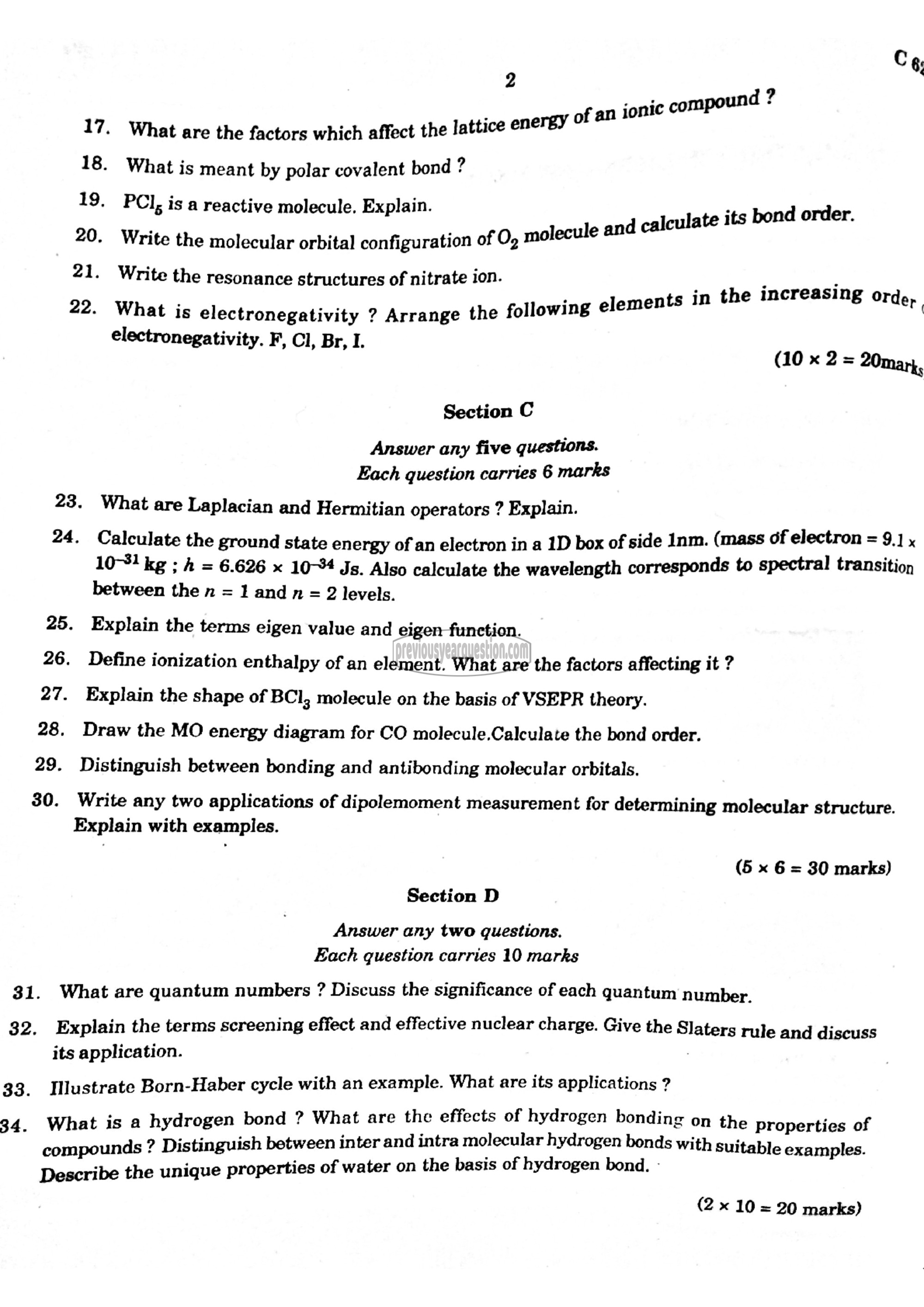 Question Paper - Theoretical and Inorganic Chemistry-II-2