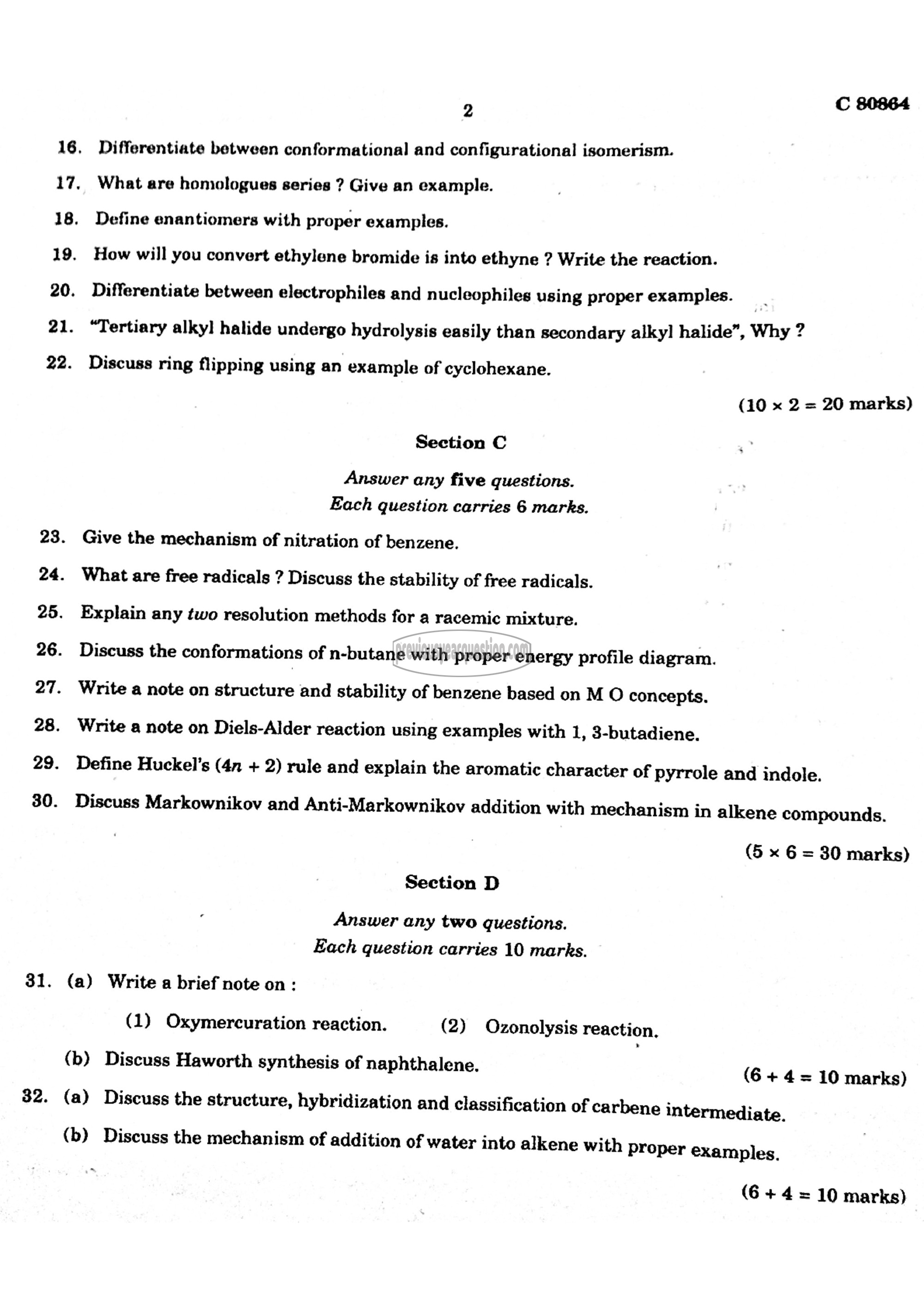 Question Paper - Organic Chemistry-I-2