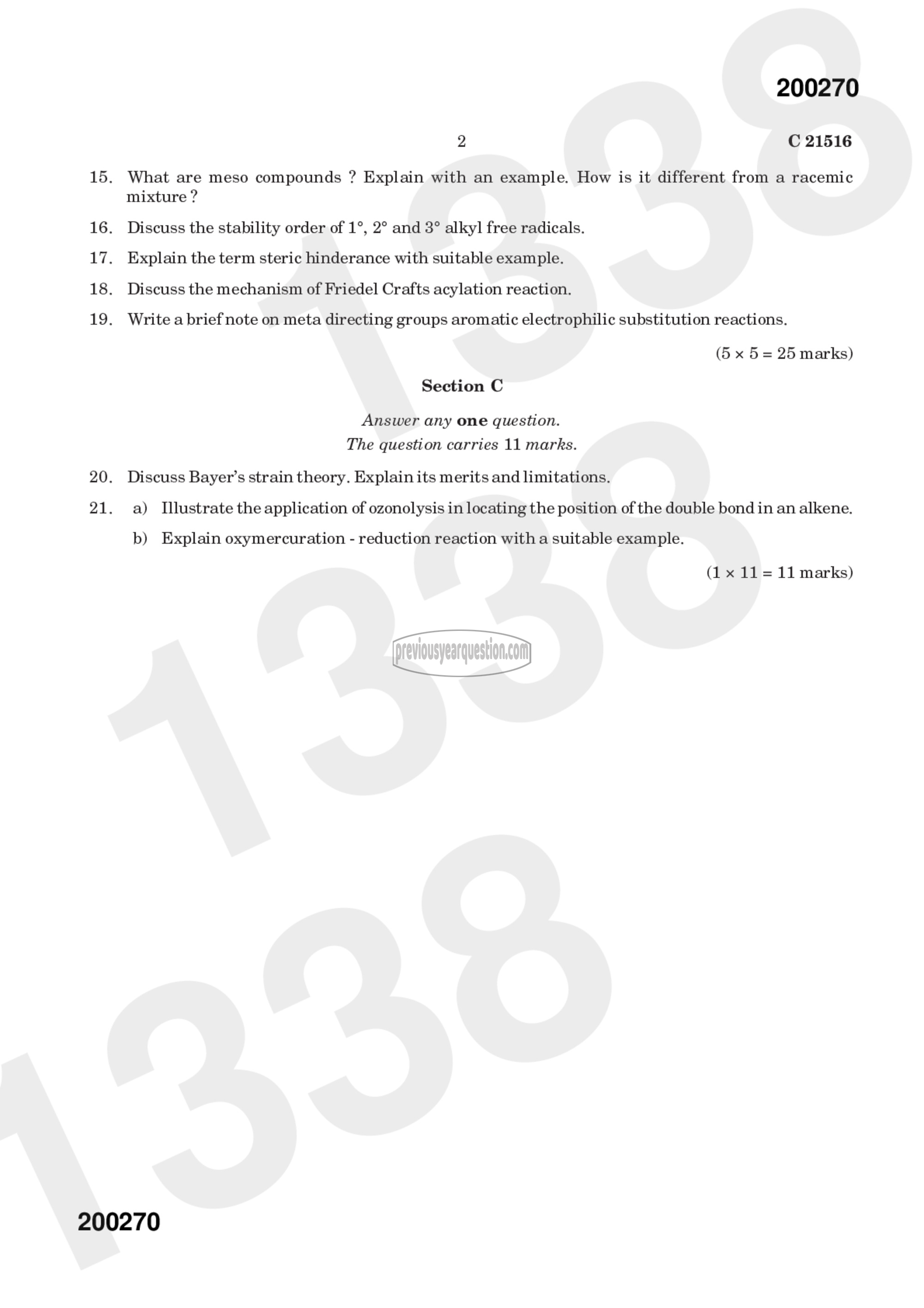 Question Paper - Organic Chemistry-I-2