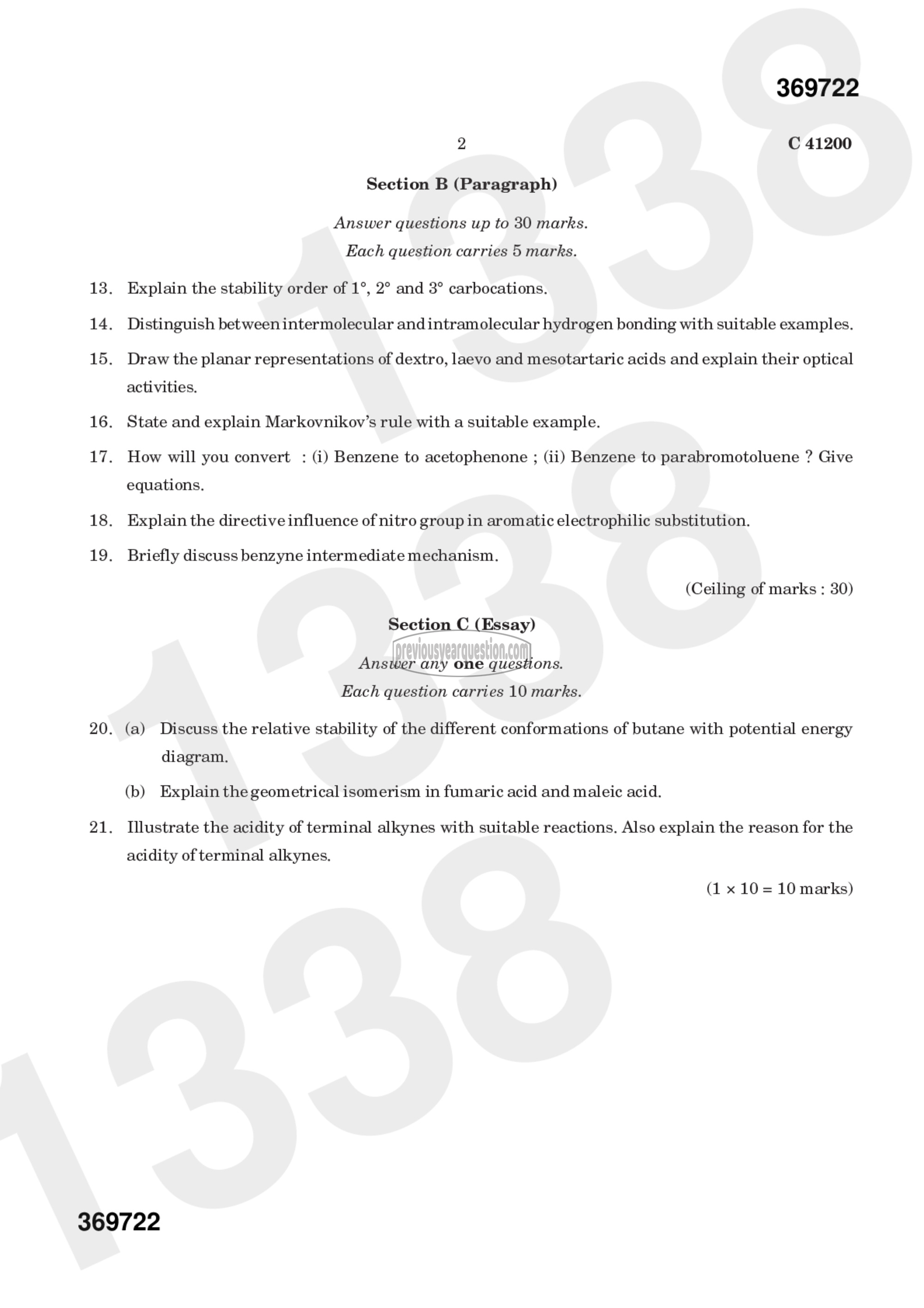 Question Paper - Organic Chemistry-I-2