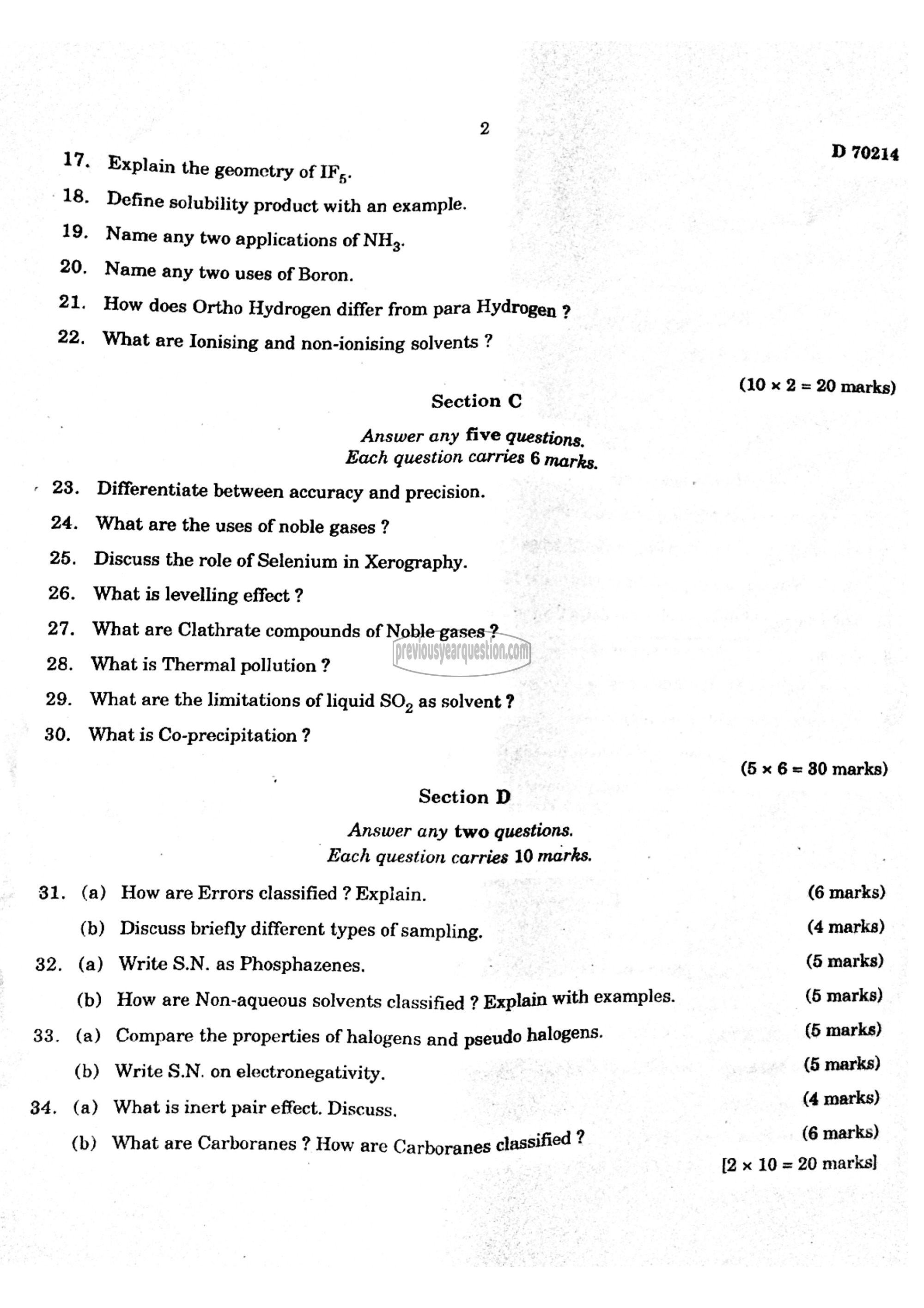 Question Paper - Inorganic Chemistry-III-2