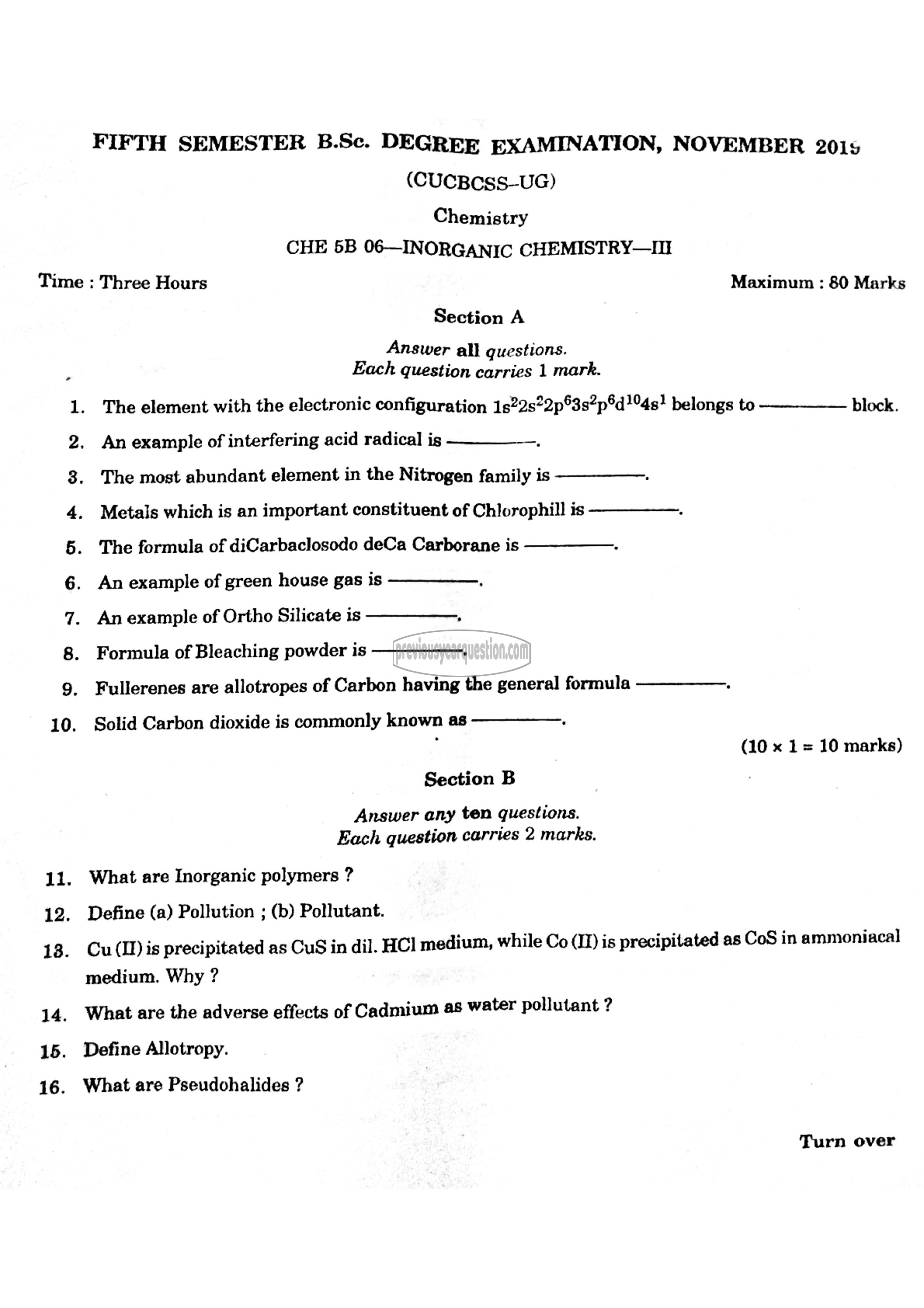 Question Paper - Inorganic Chemistry-III-1