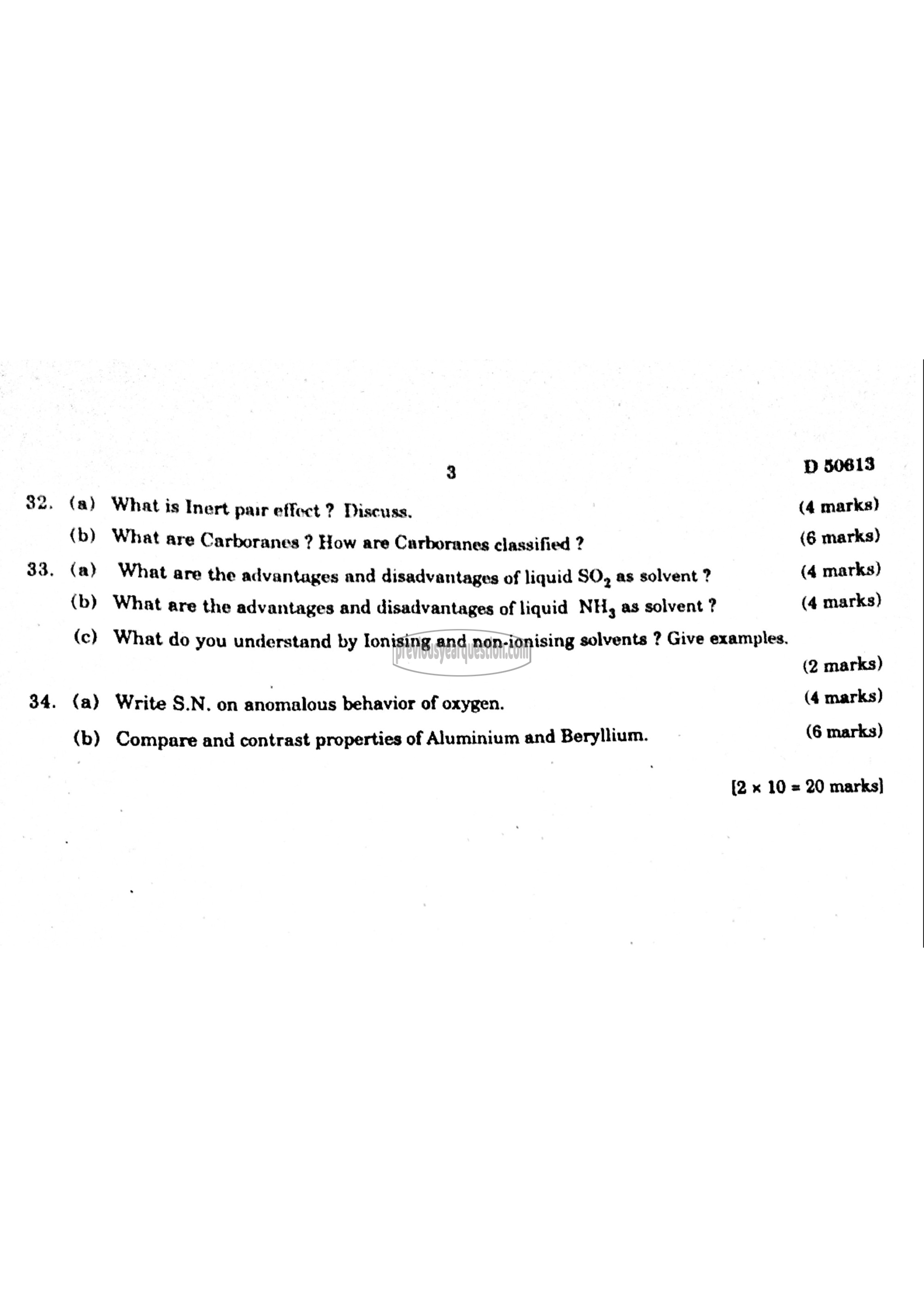 Question Paper - Inorganic Chemistry-III-3