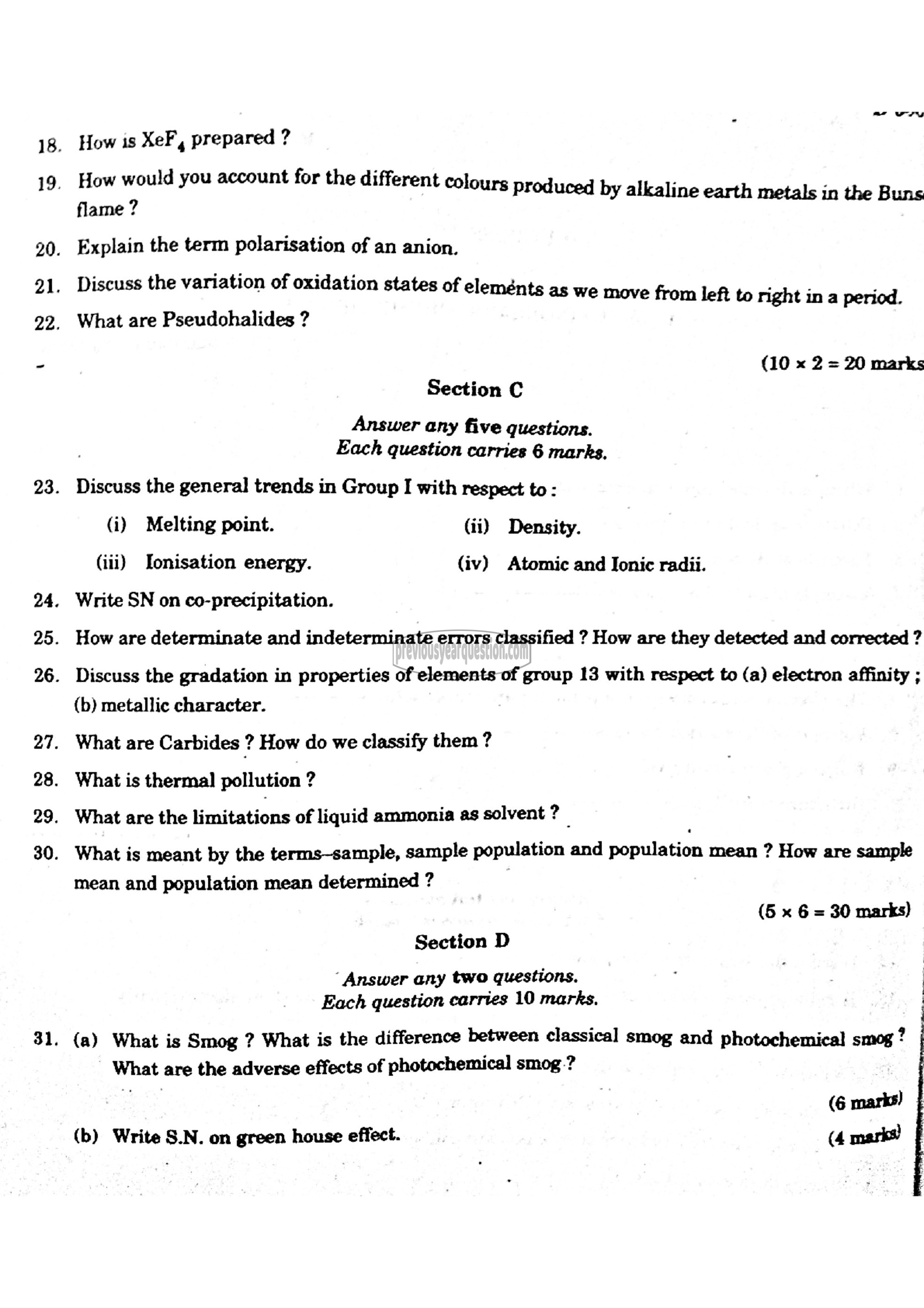 Question Paper - Inorganic Chemistry-III-2