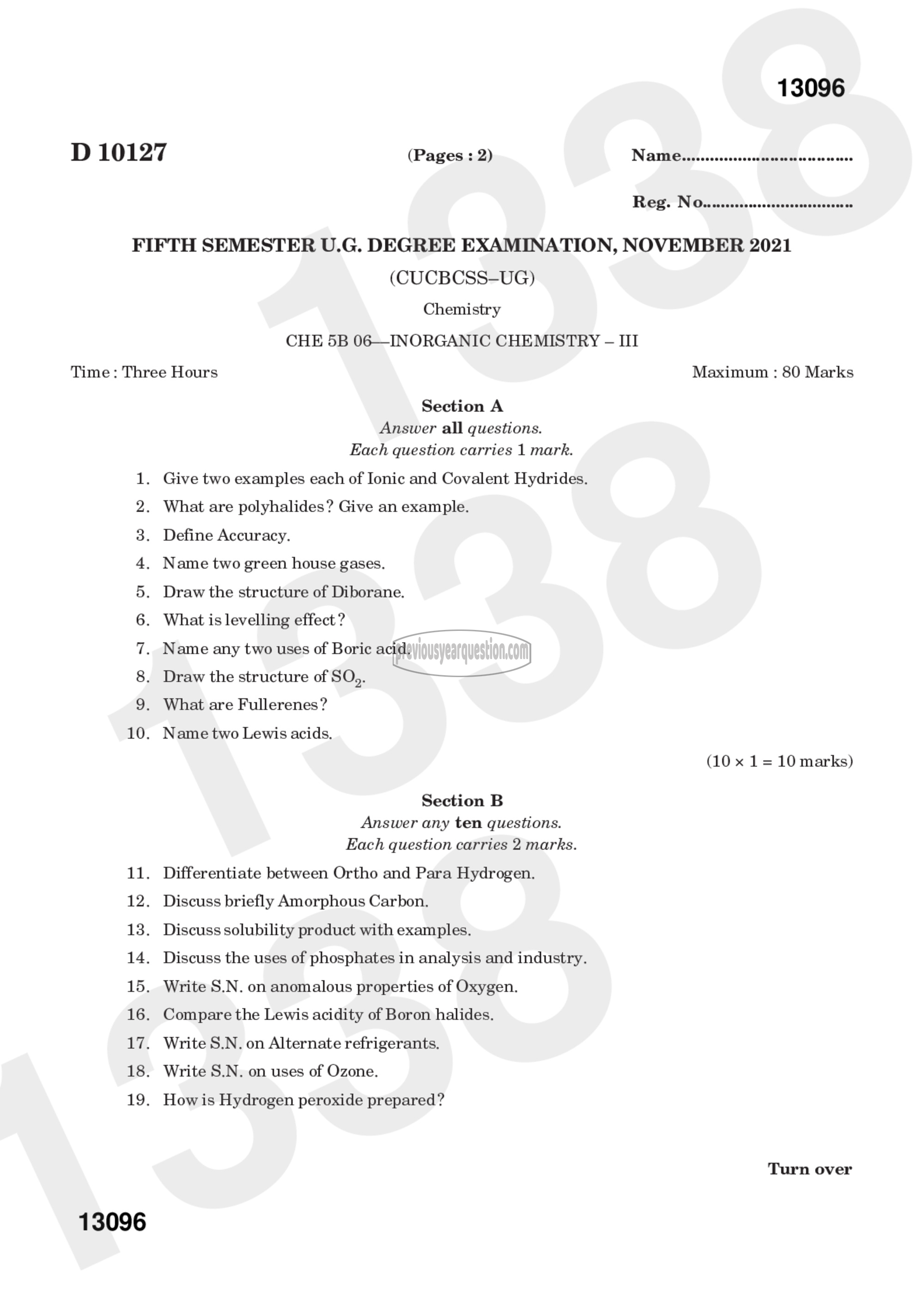 Question Paper - Inorganic Chemistry-III-1