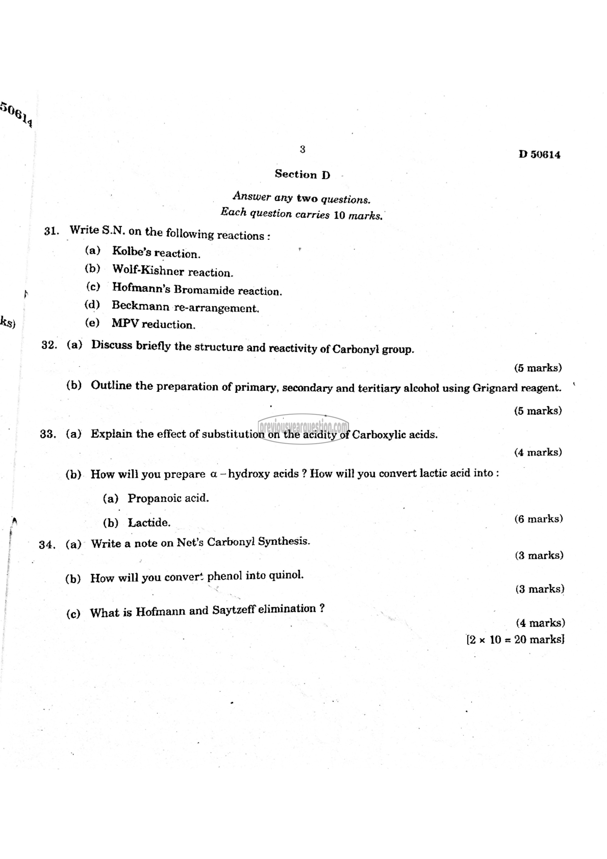 Question Paper - Organic Chemistry-II-3