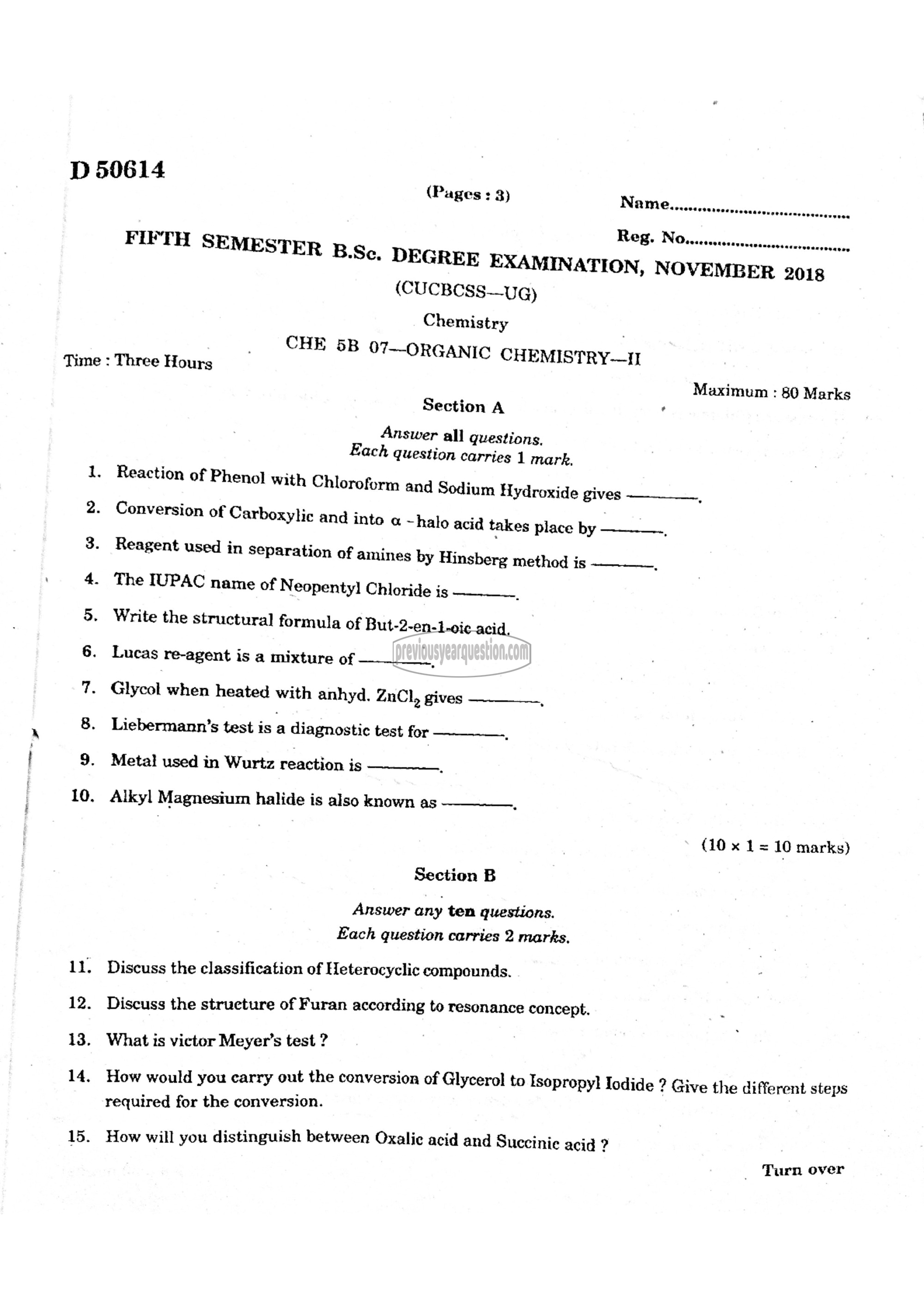 Question Paper - Organic Chemistry-II-1