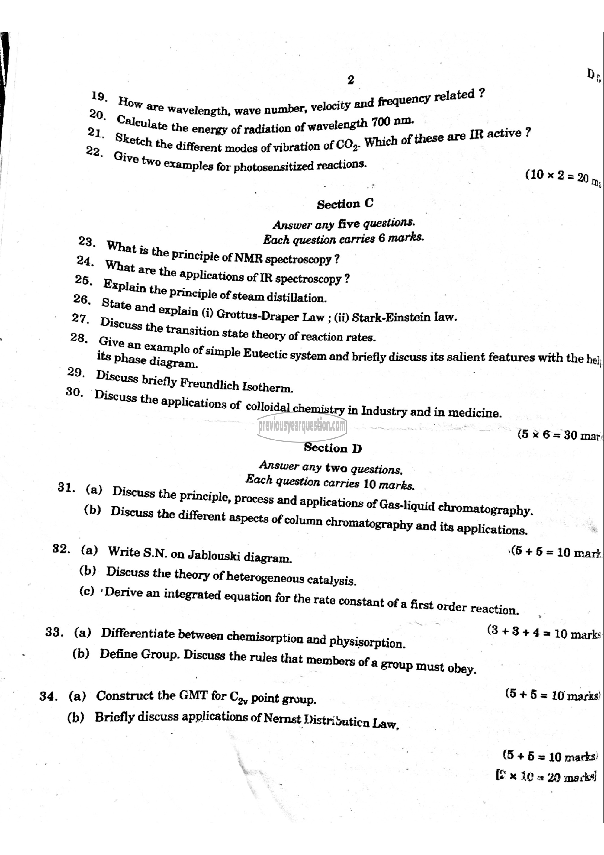 Question Paper - Physical Chemistry-II-2