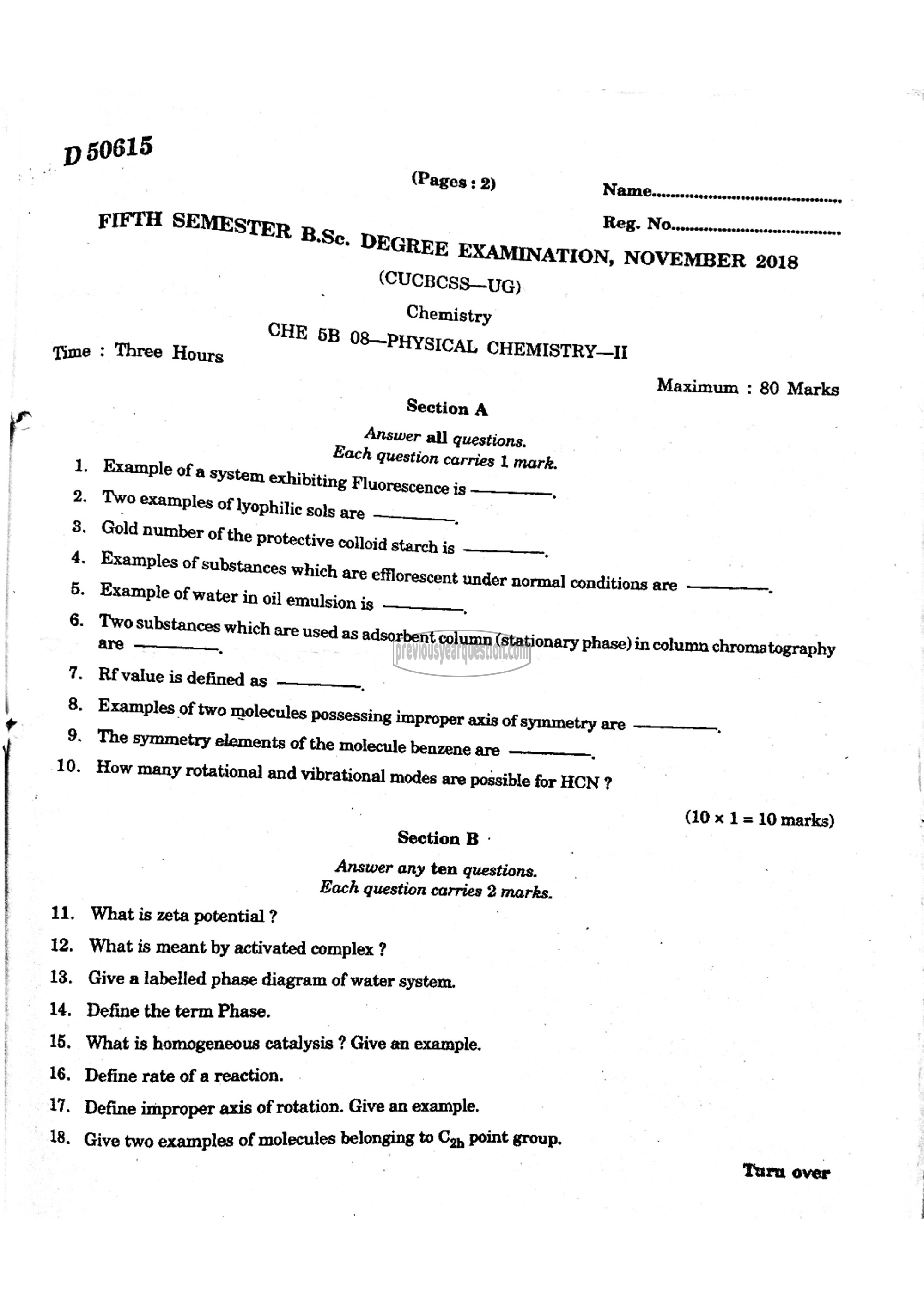 Question Paper - Physical Chemistry-II-1