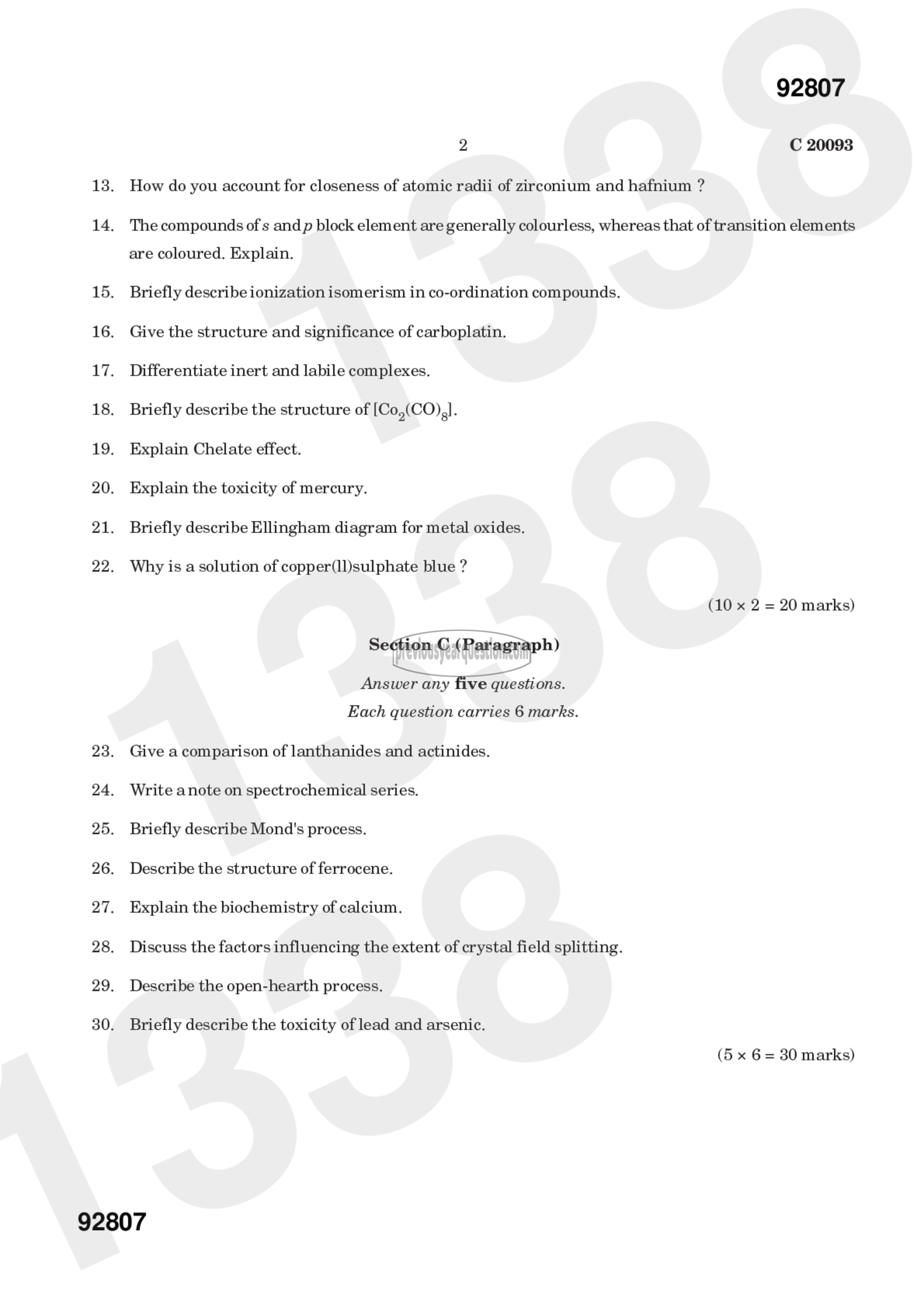 Question Paper - Inorganic Chemistry-IV-2