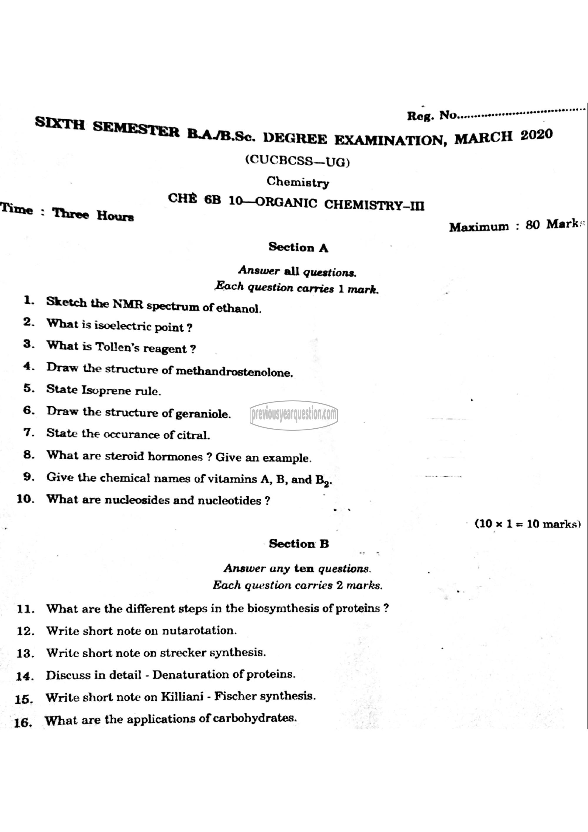 Question Paper - Organic Chemistry-III-1