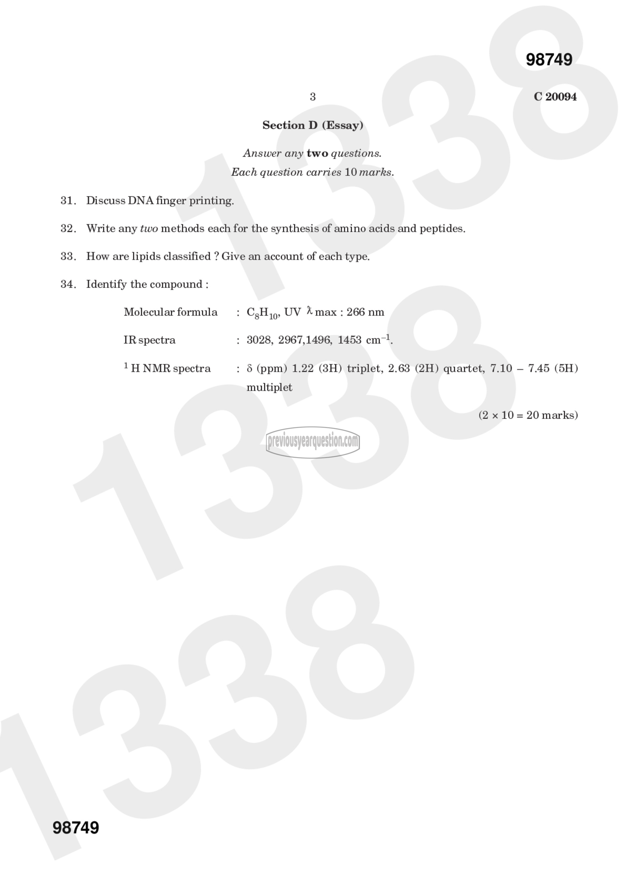 Question Paper - Organic Chemistry-III-3