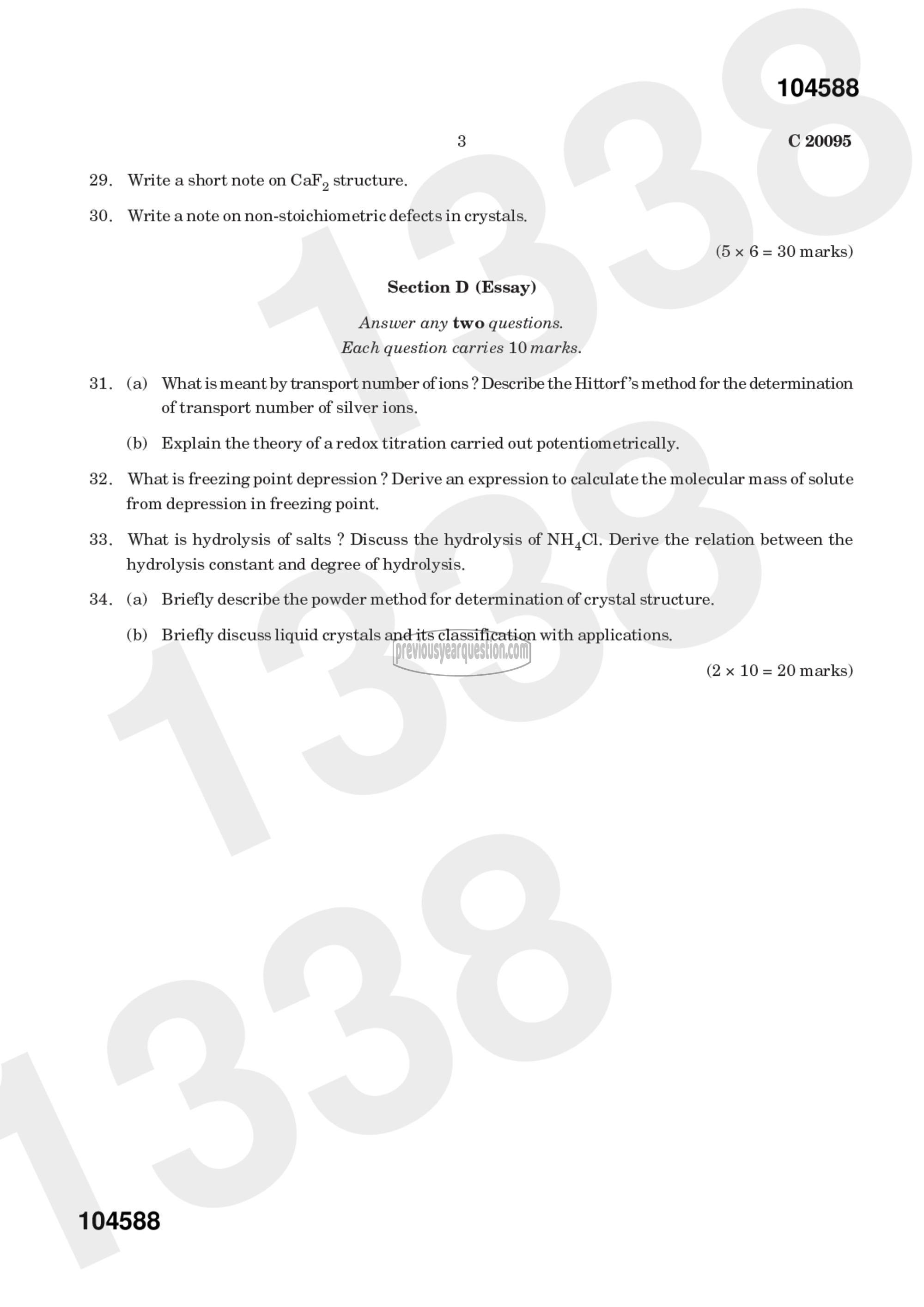 Question Paper - Physical Chemistry-III-3