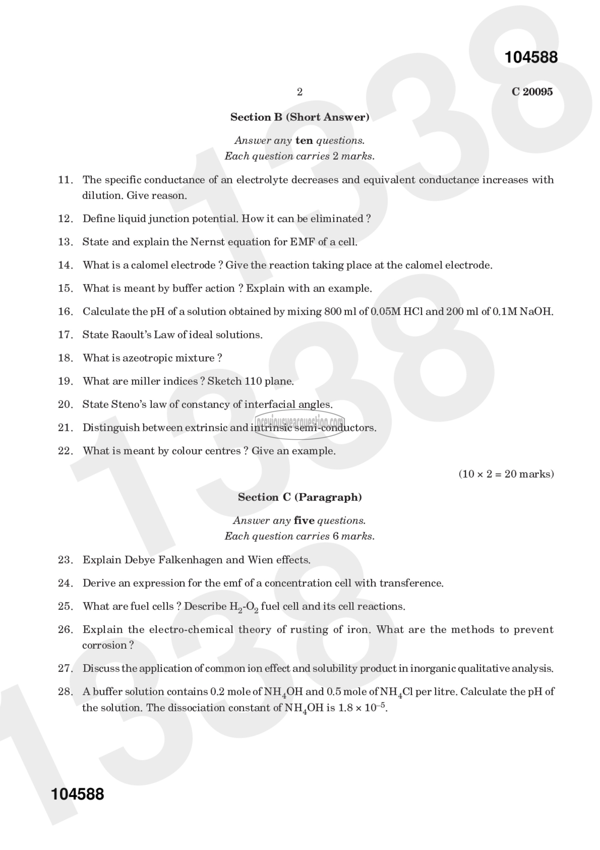 Question Paper - Physical Chemistry-III-2