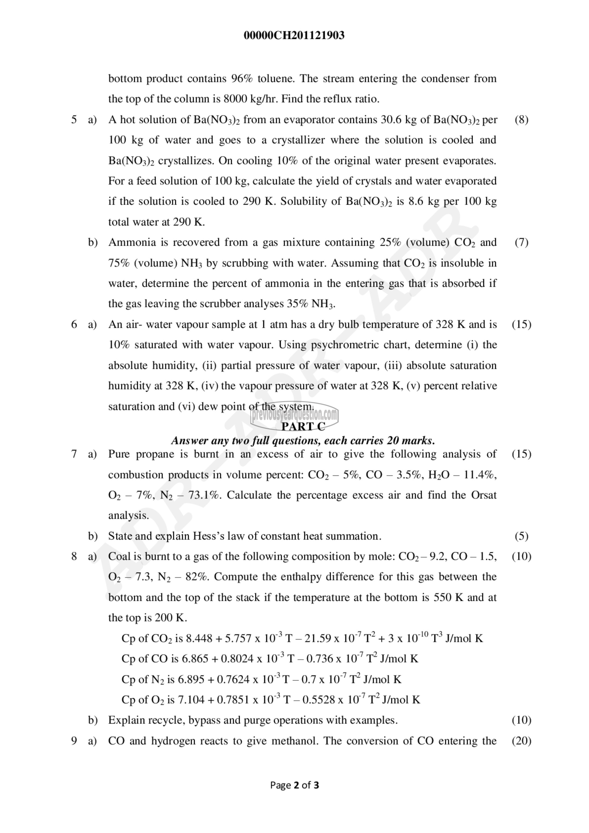 Question Paper - Chemical Process Calculations-2