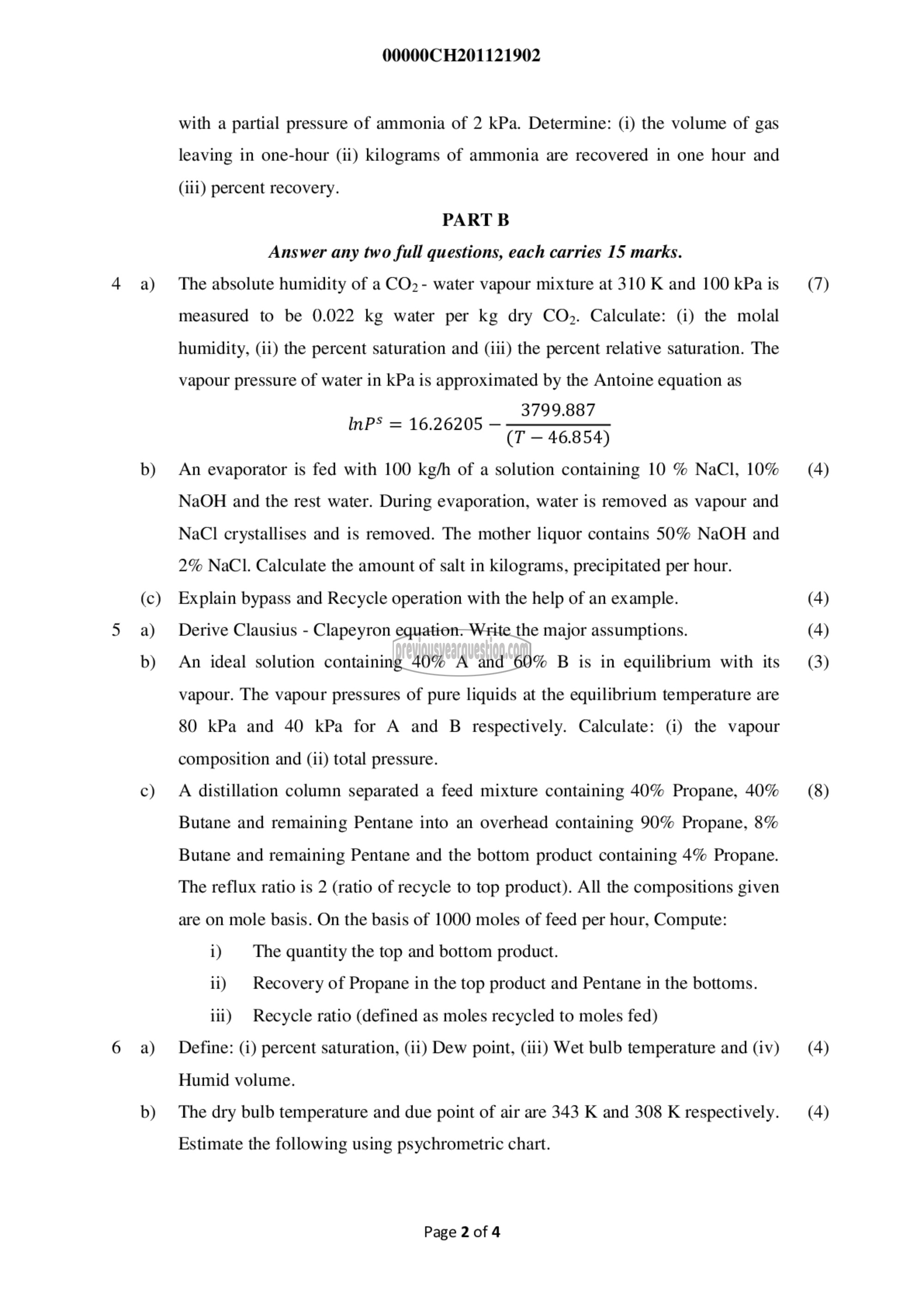 Question Paper - Chemical Process Calculations-2