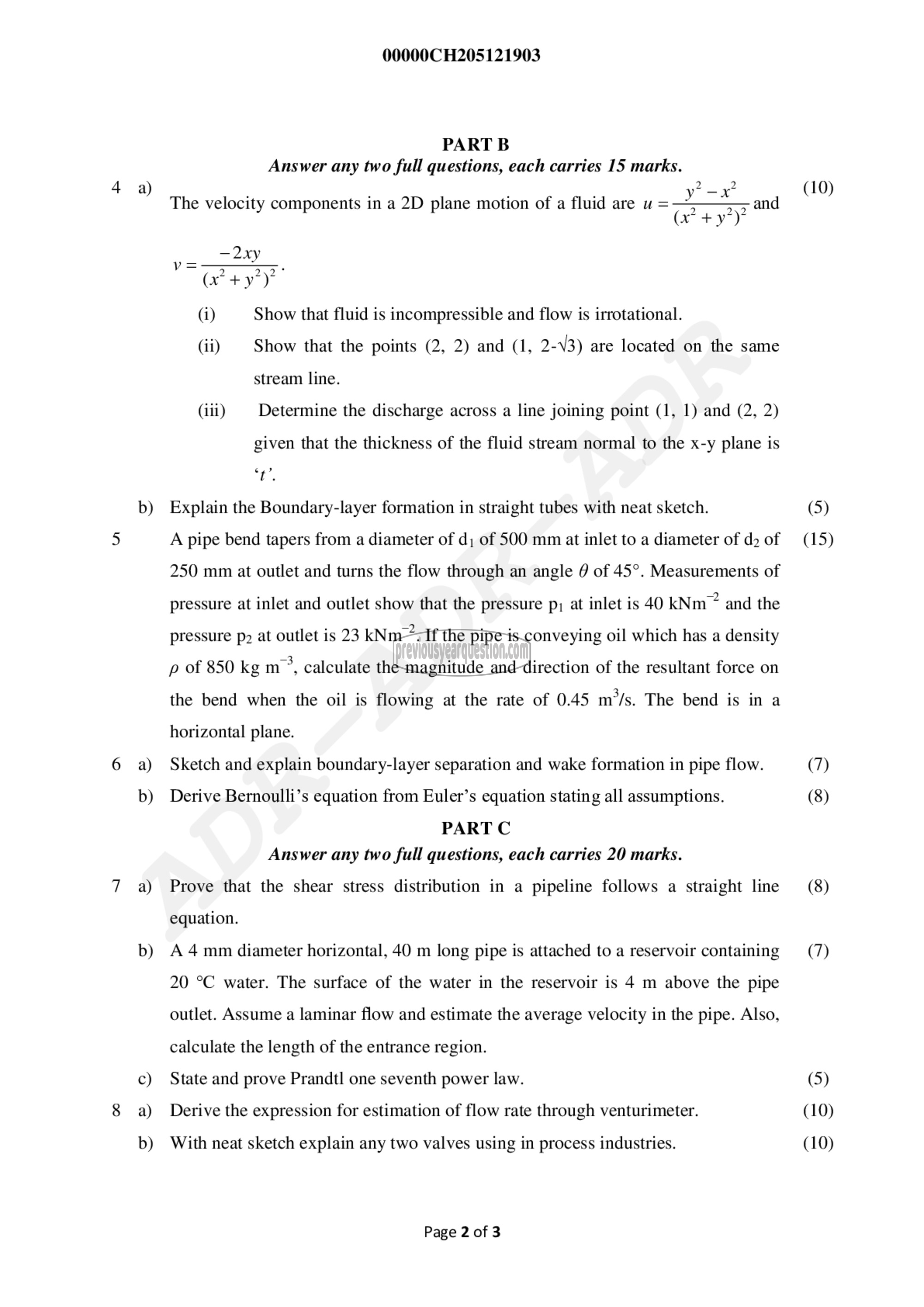 Question Paper - Fluid and Particle Mechanics - I-2