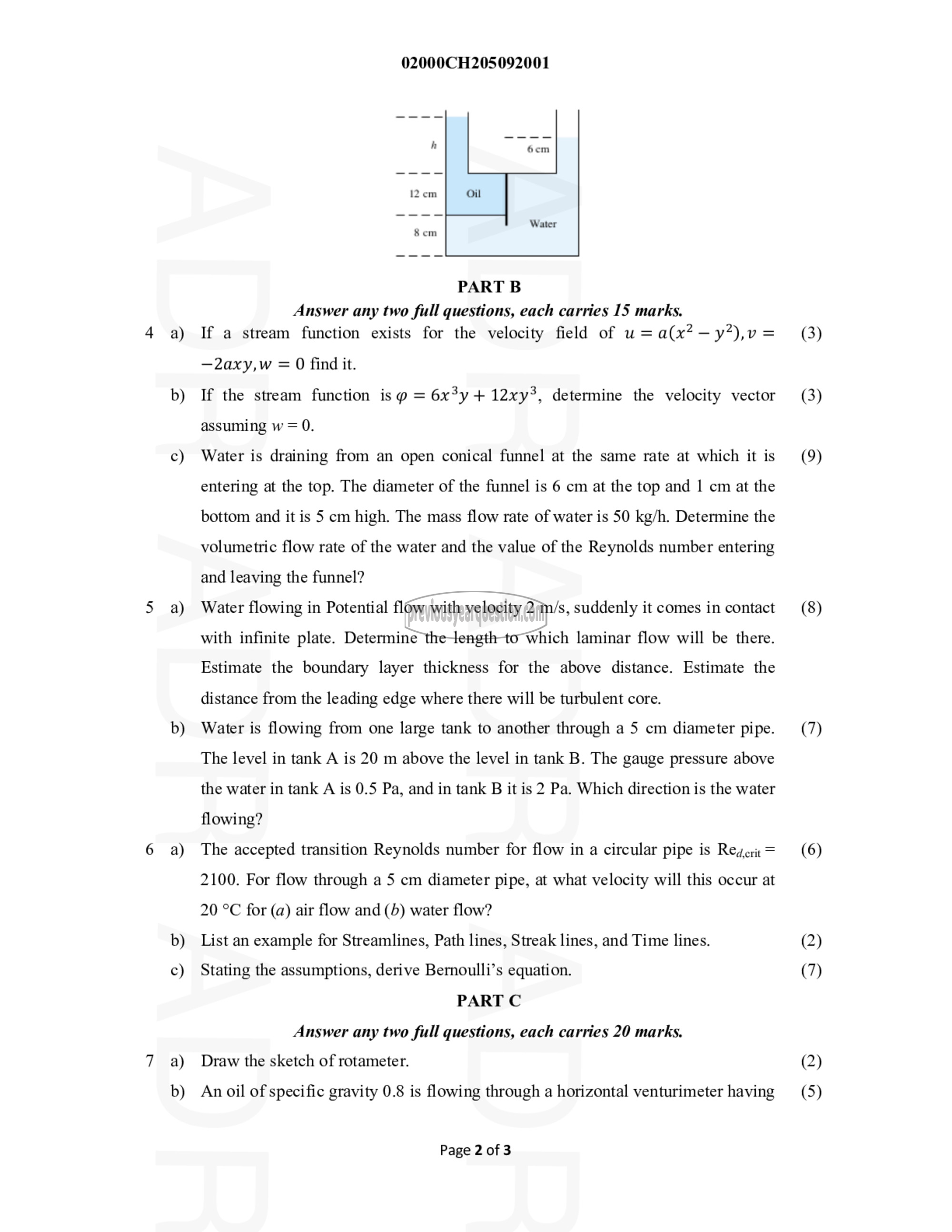 Question Paper - Fluid and Particle Mechanics - I-2