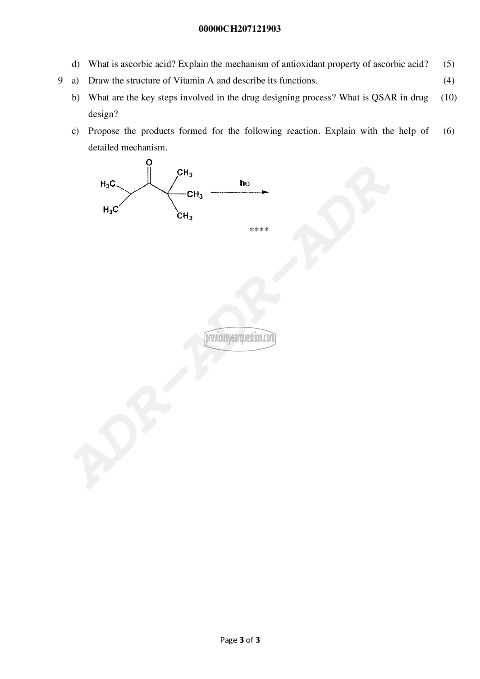 Question Paper - Chemistry for Process Engineering –I-3