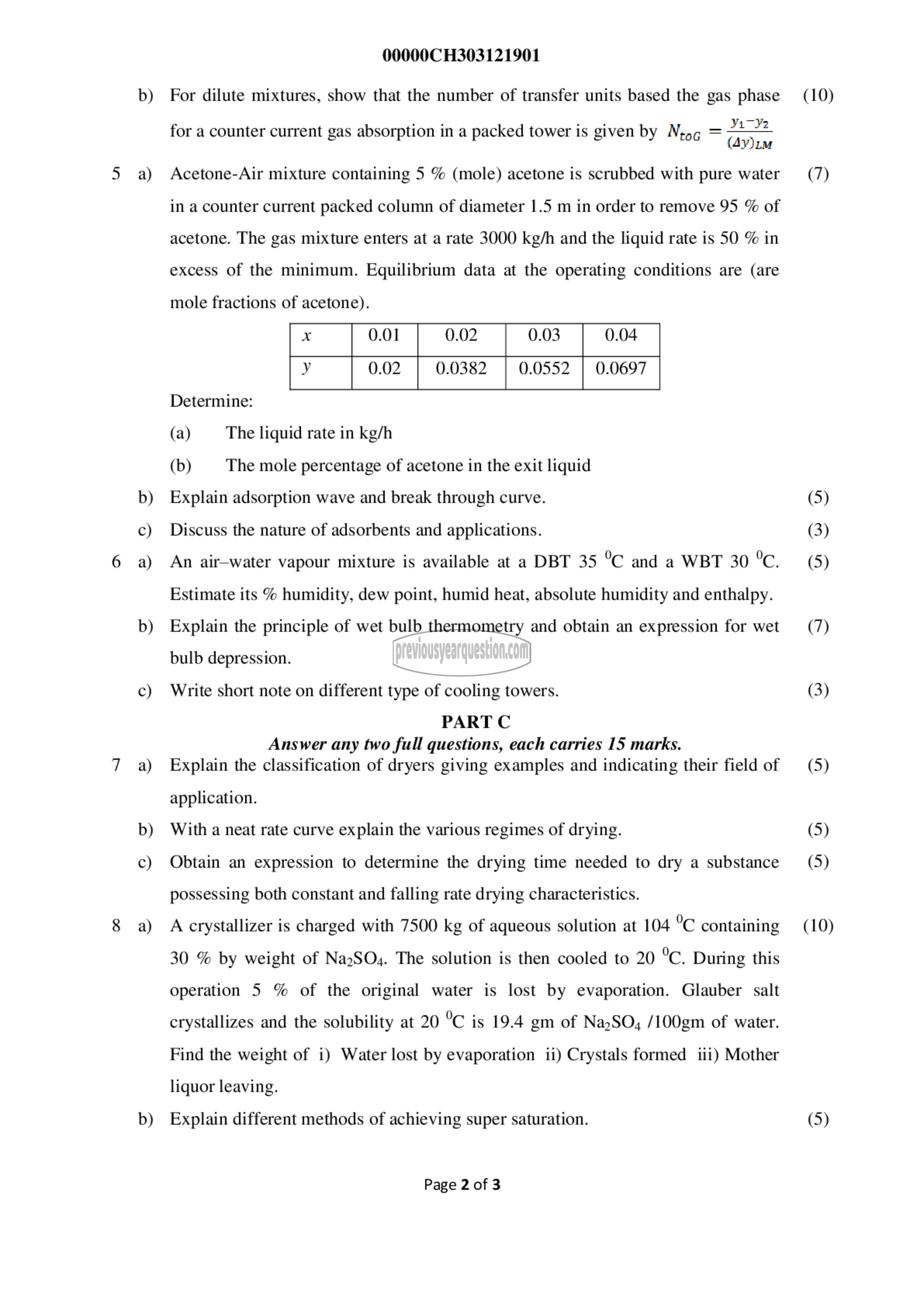 Question Paper - Mass Transfer Operations I-2