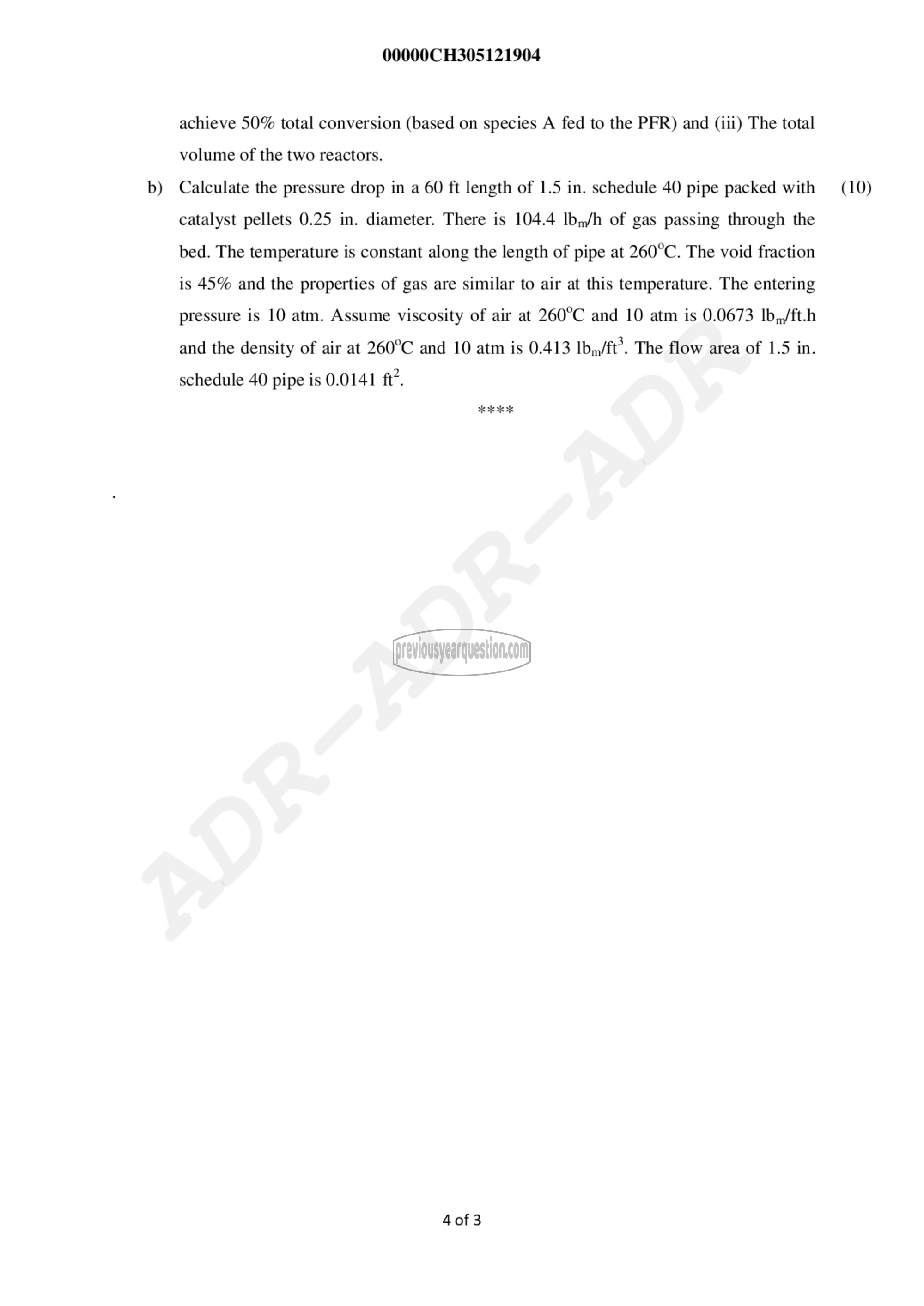 Question Paper - Chemical Reaction Engineering I-4