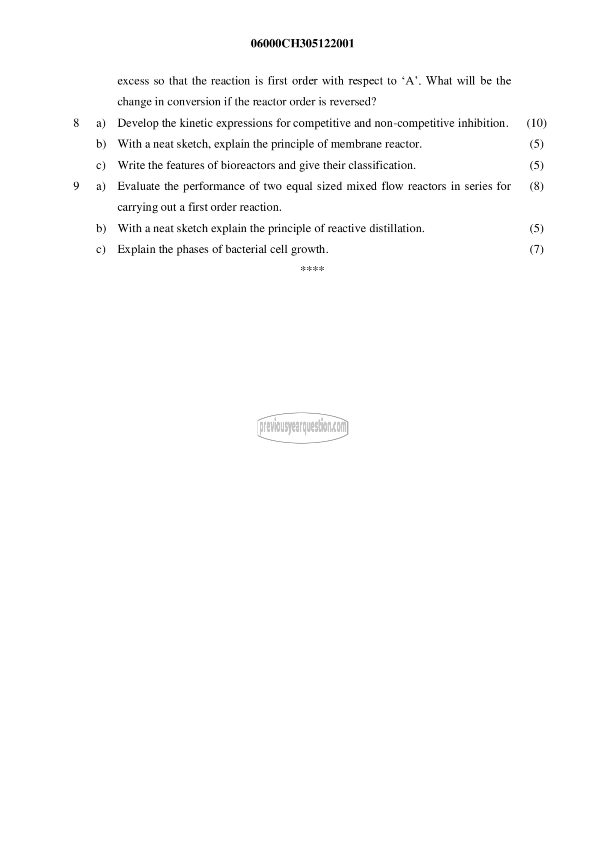 Question Paper - Chemical Reaction Engineering I-3