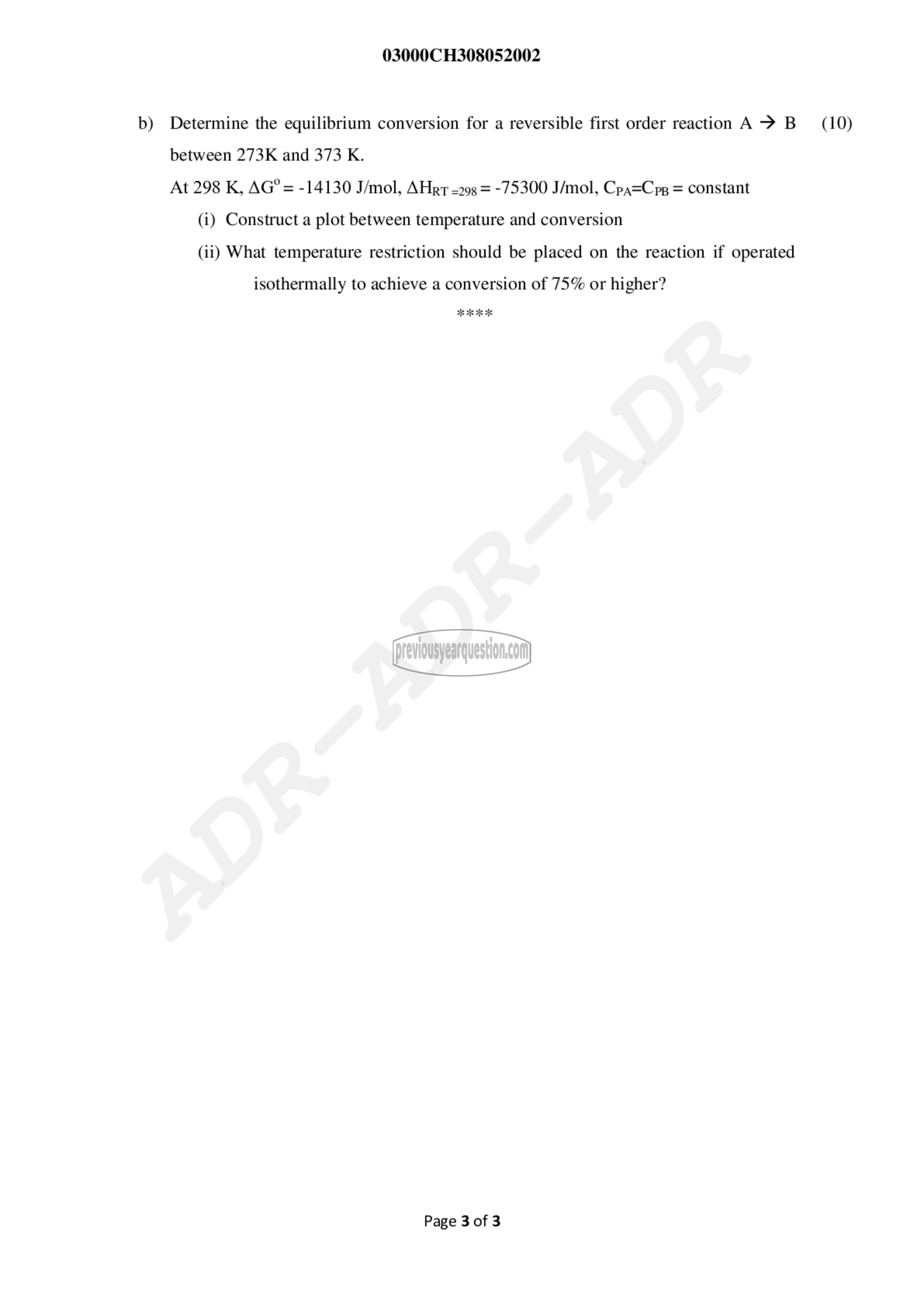 Question Paper - Chemical Reaction Engineering - II-3