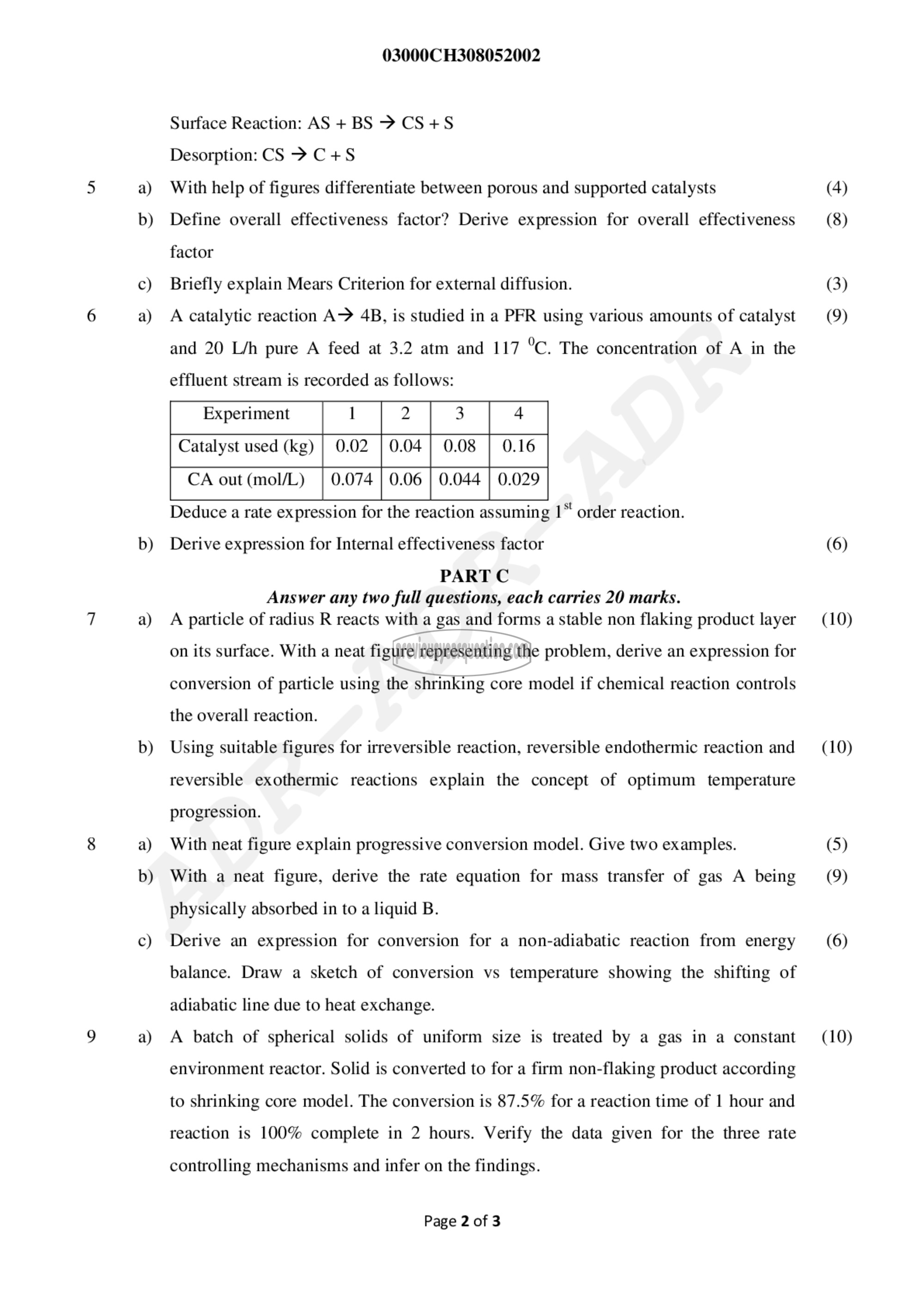 Question Paper - Chemical Reaction Engineering - II-2