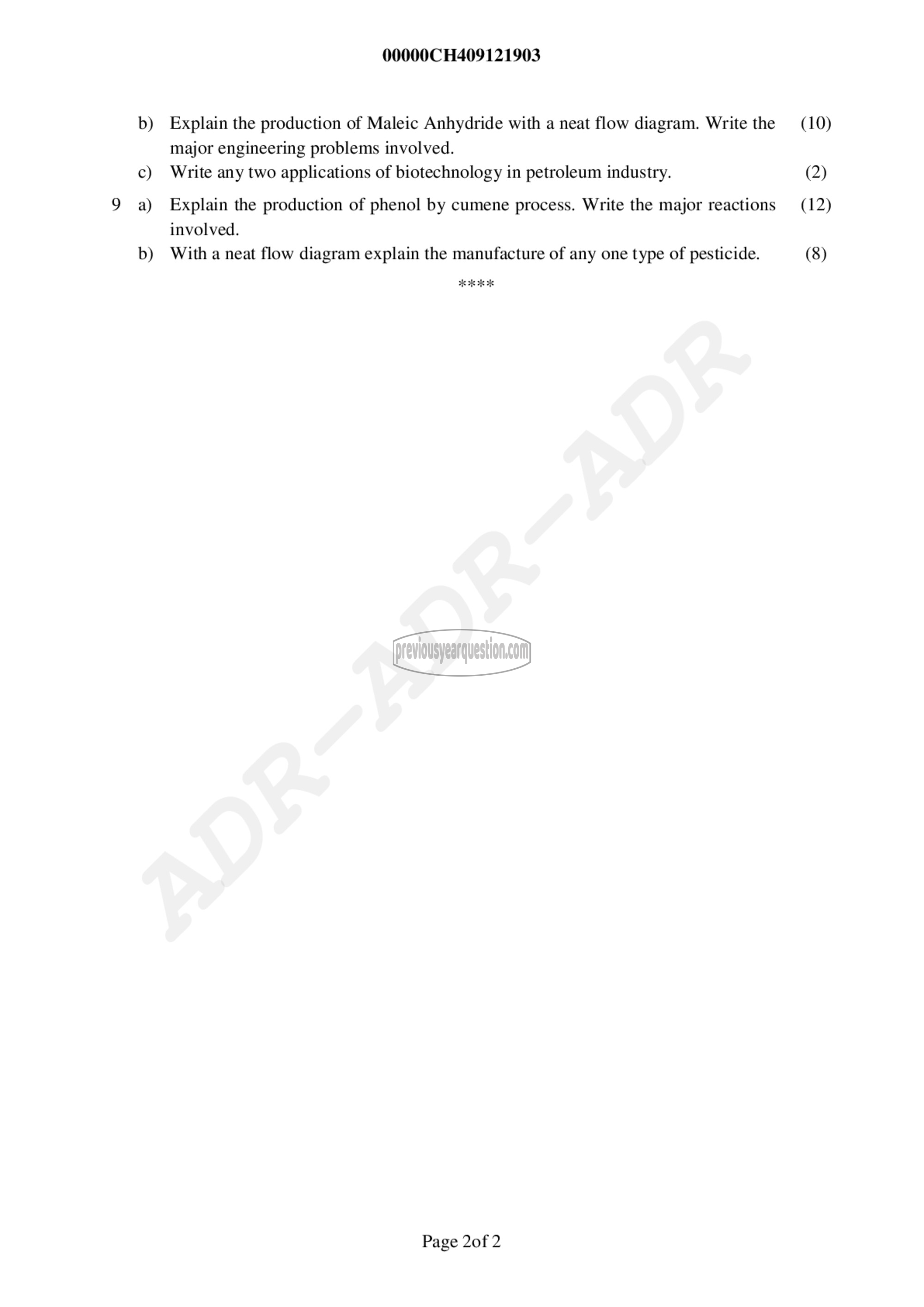 Question Paper - Organic Chemical Technology-2