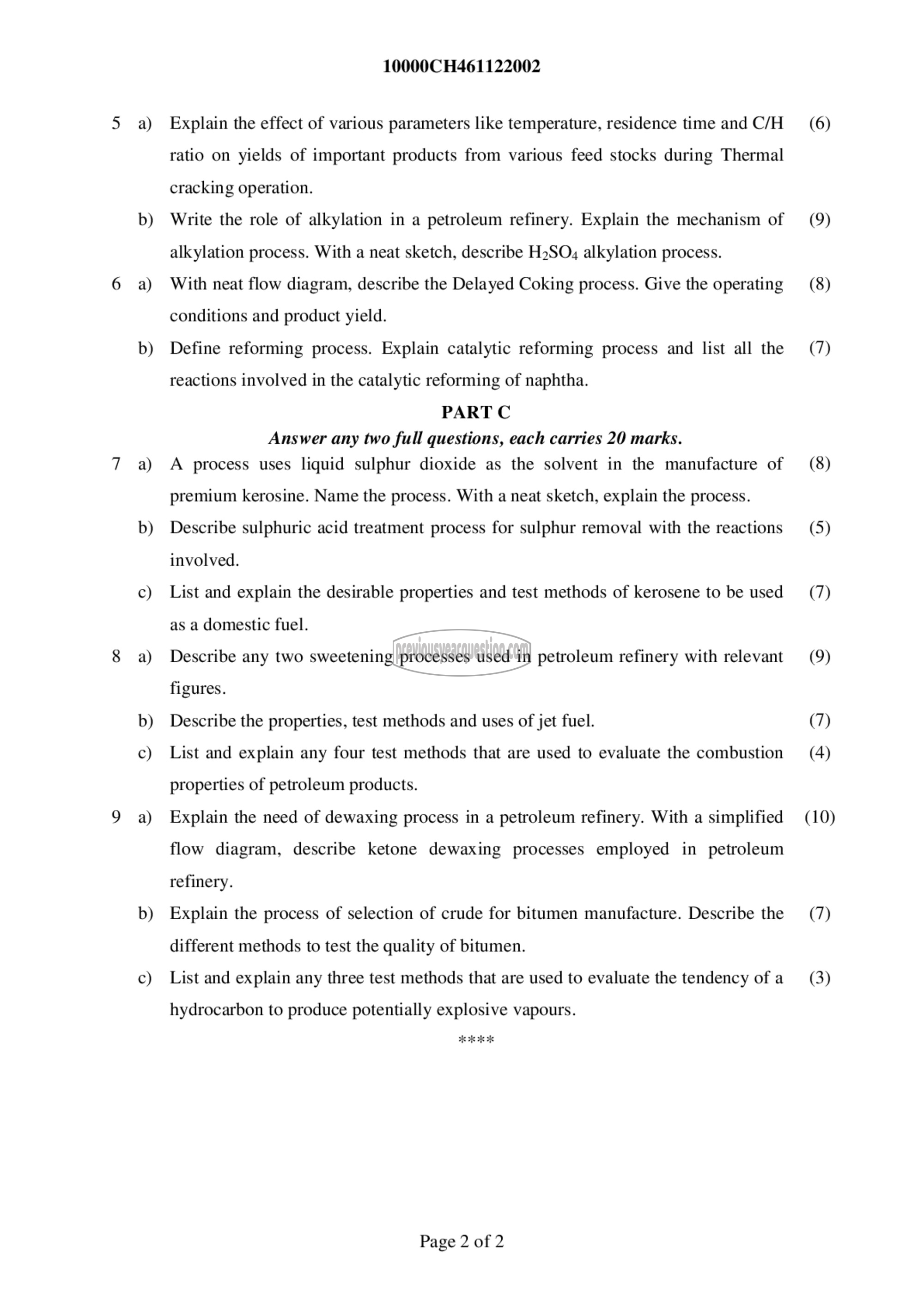 Question Paper - Petroleum Refinery Engineering-2