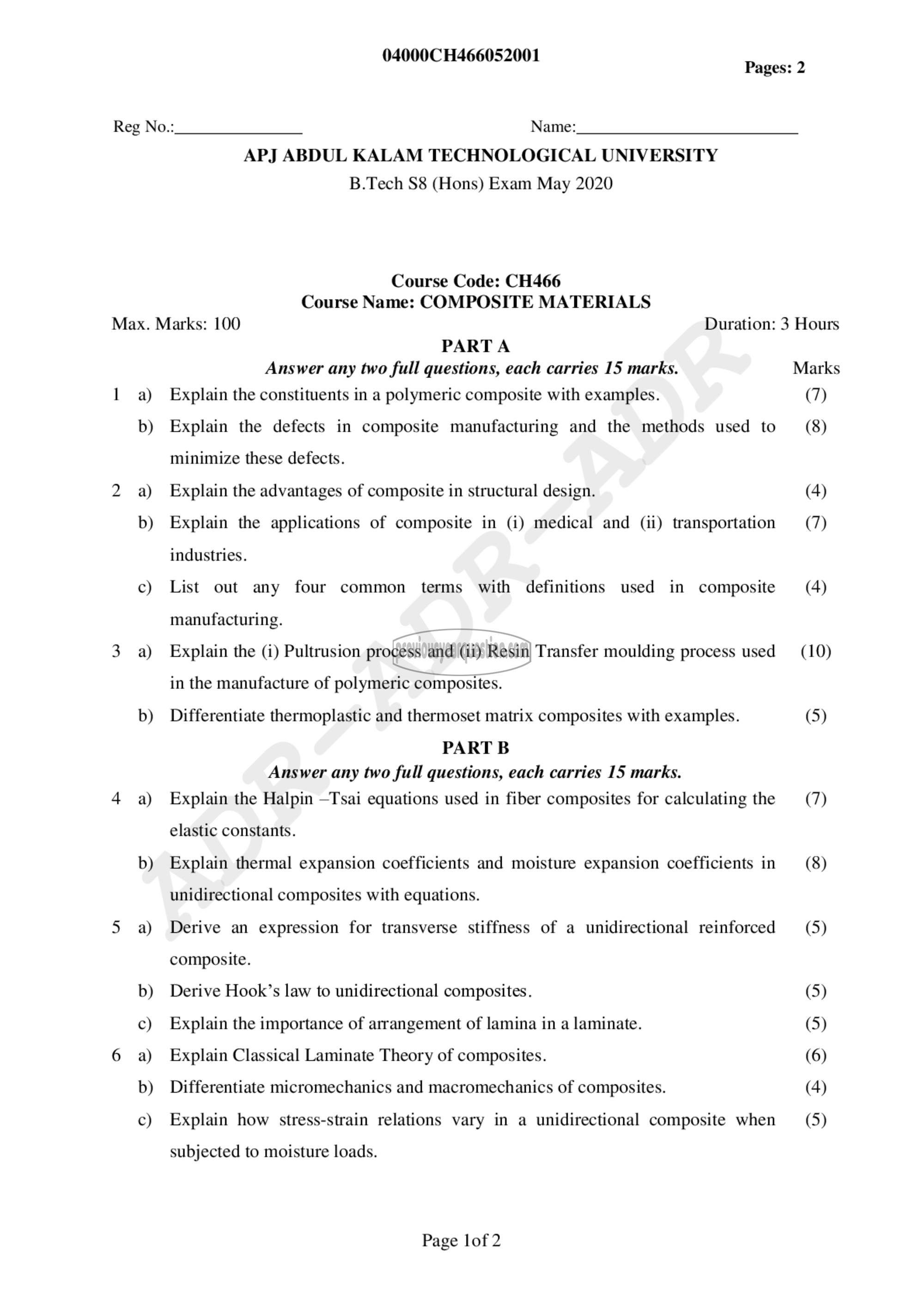 Question Paper - Composite Materials-1