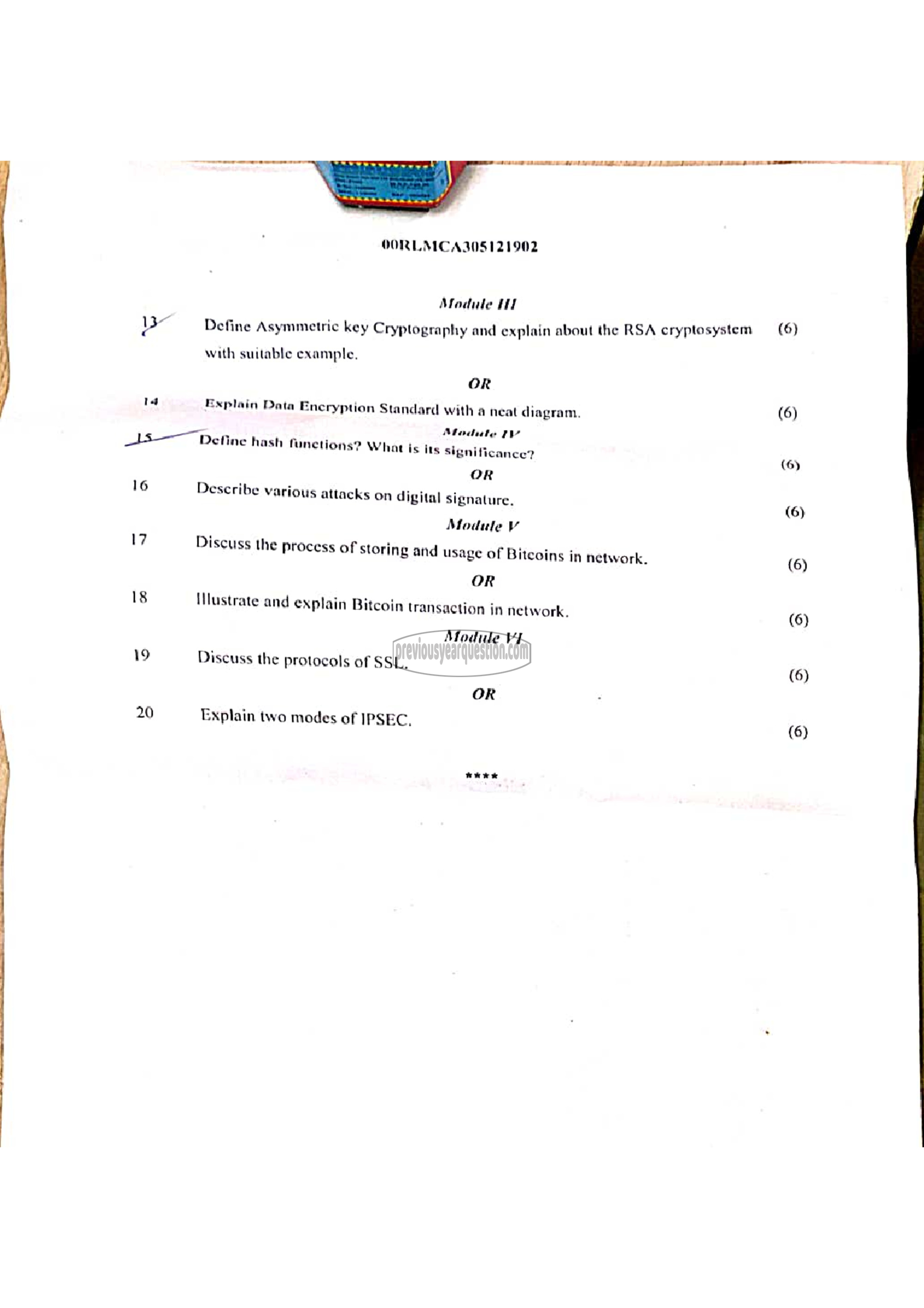 Question Paper - Cryptography and Cyber Security-2