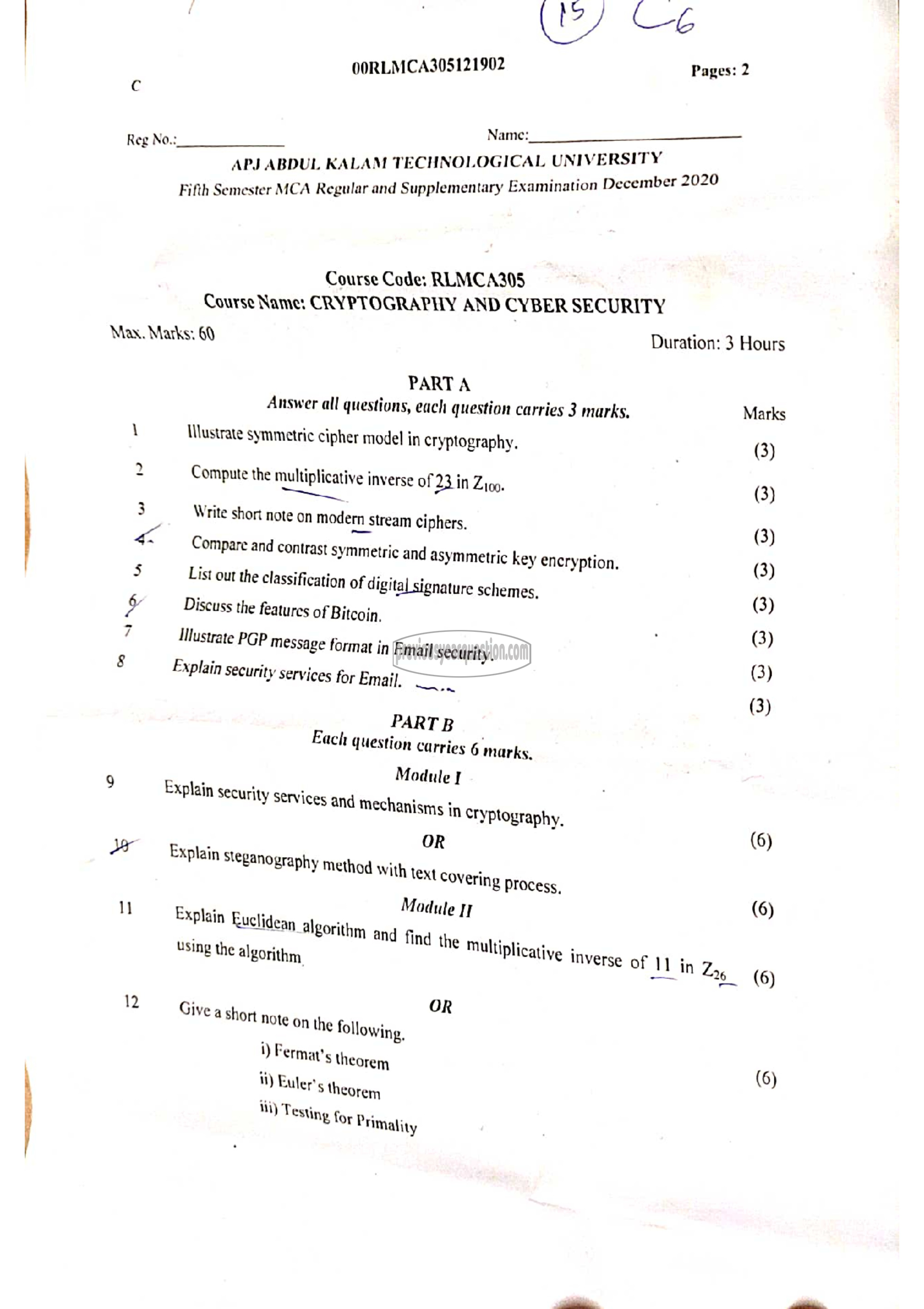 Question Paper - Cryptography and Cyber Security-1