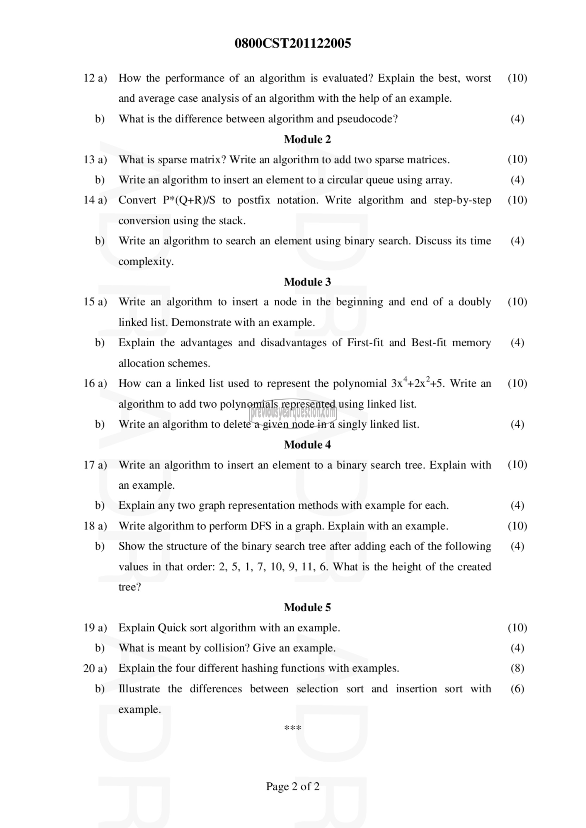 Question Paper - DATA STRUCTURES-2