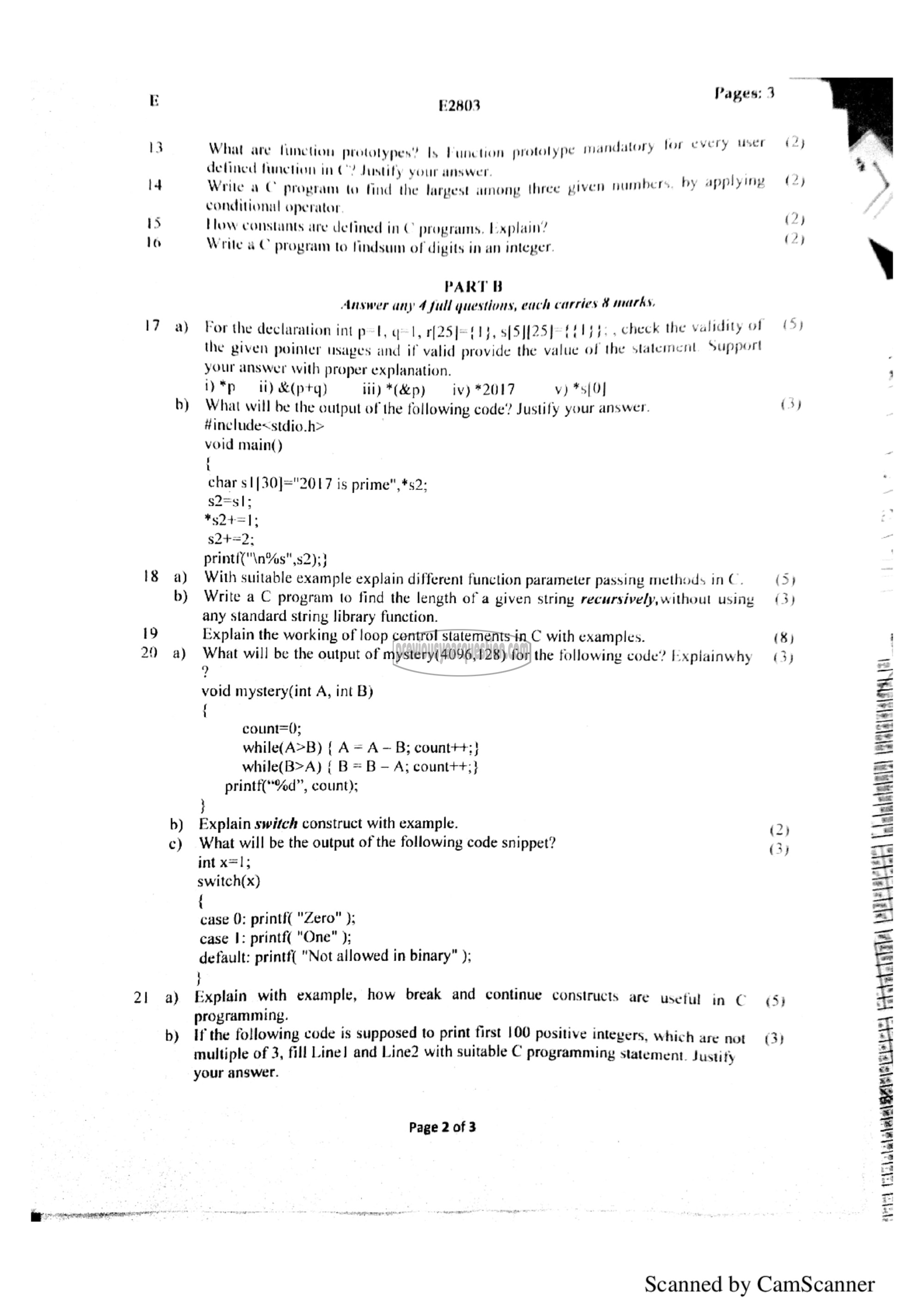 Question Paper - Computer Programming-2