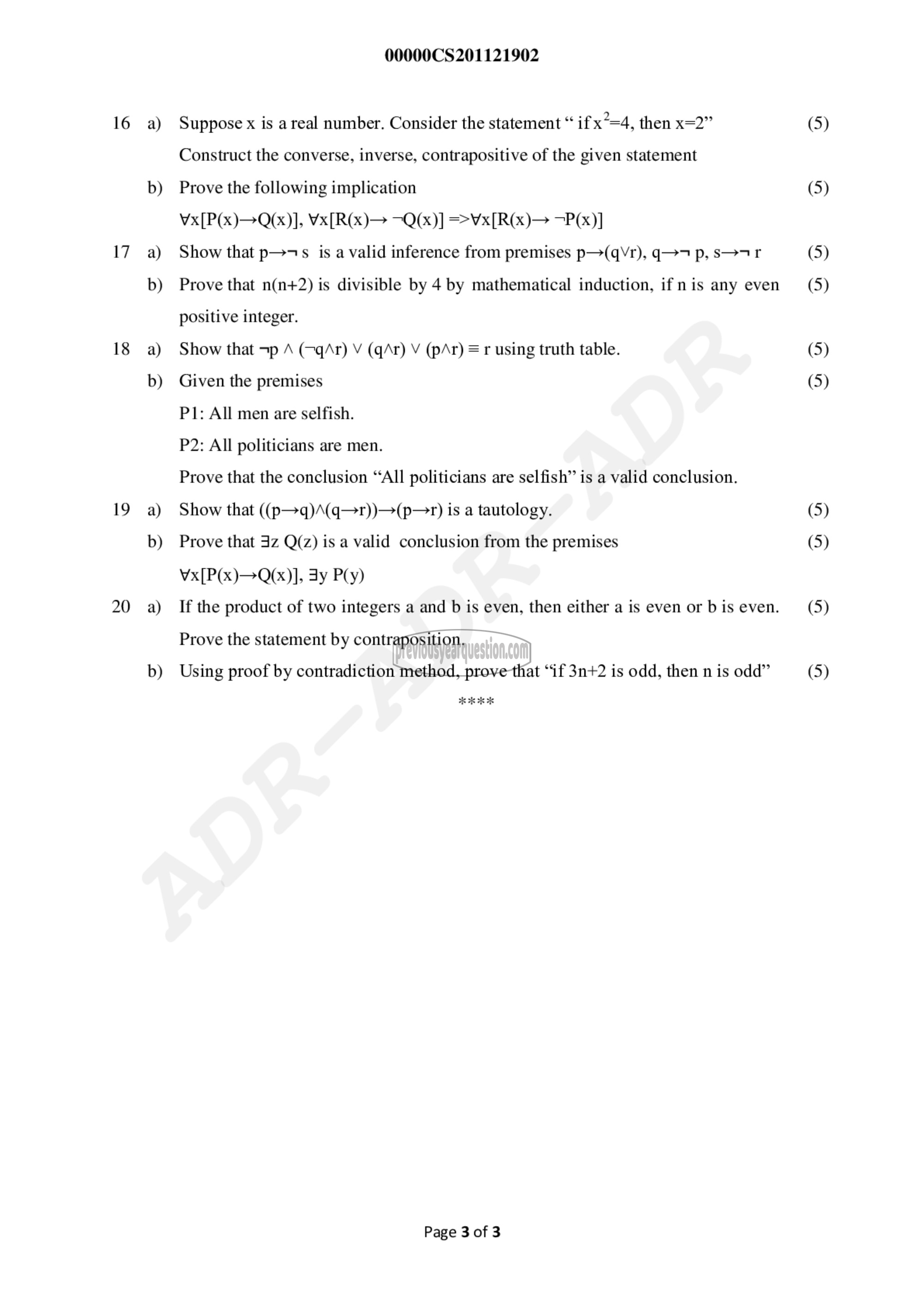 Question Paper - Discrete Computational Structures-3