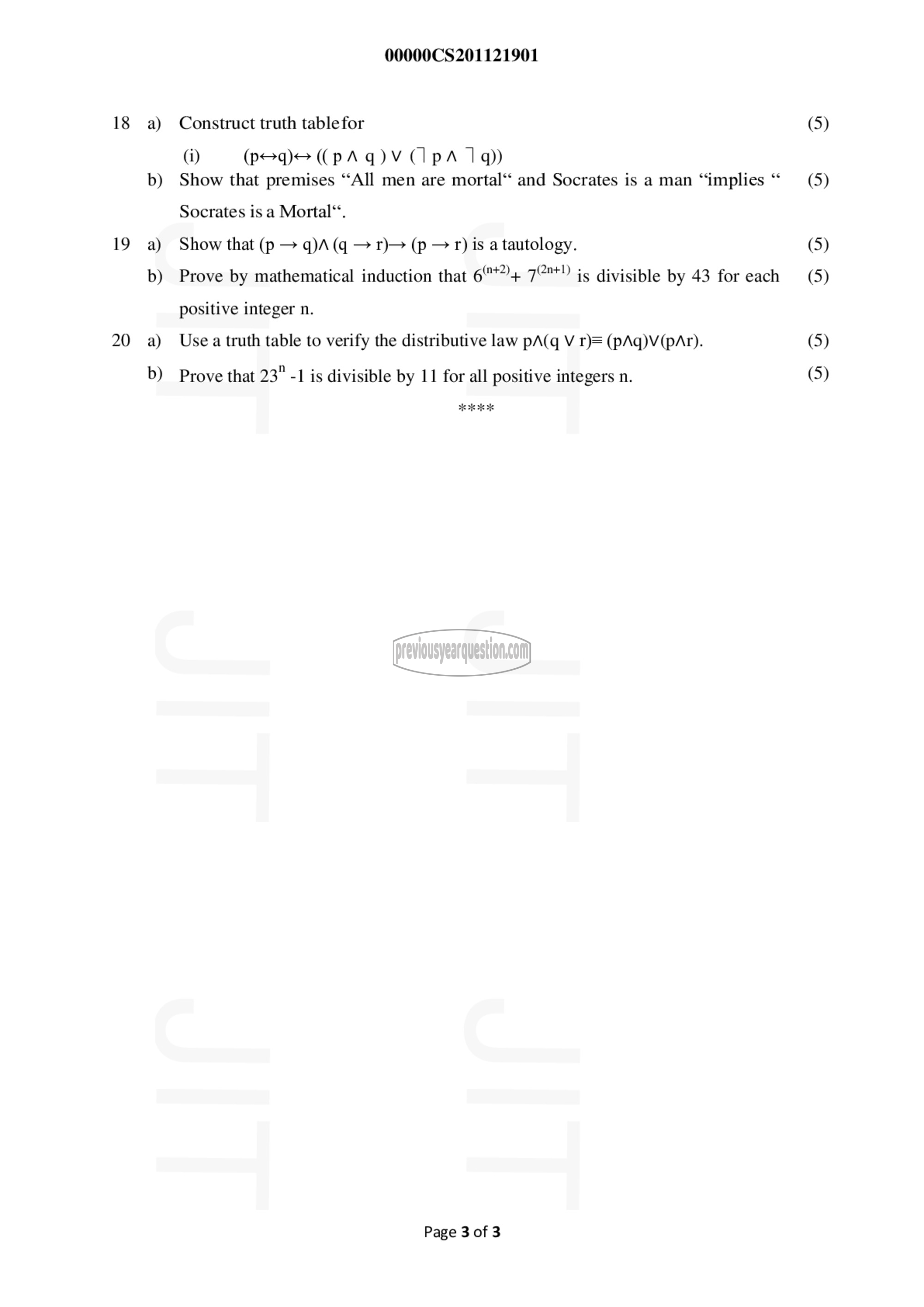 Question Paper - Discrete Computational Structures-3