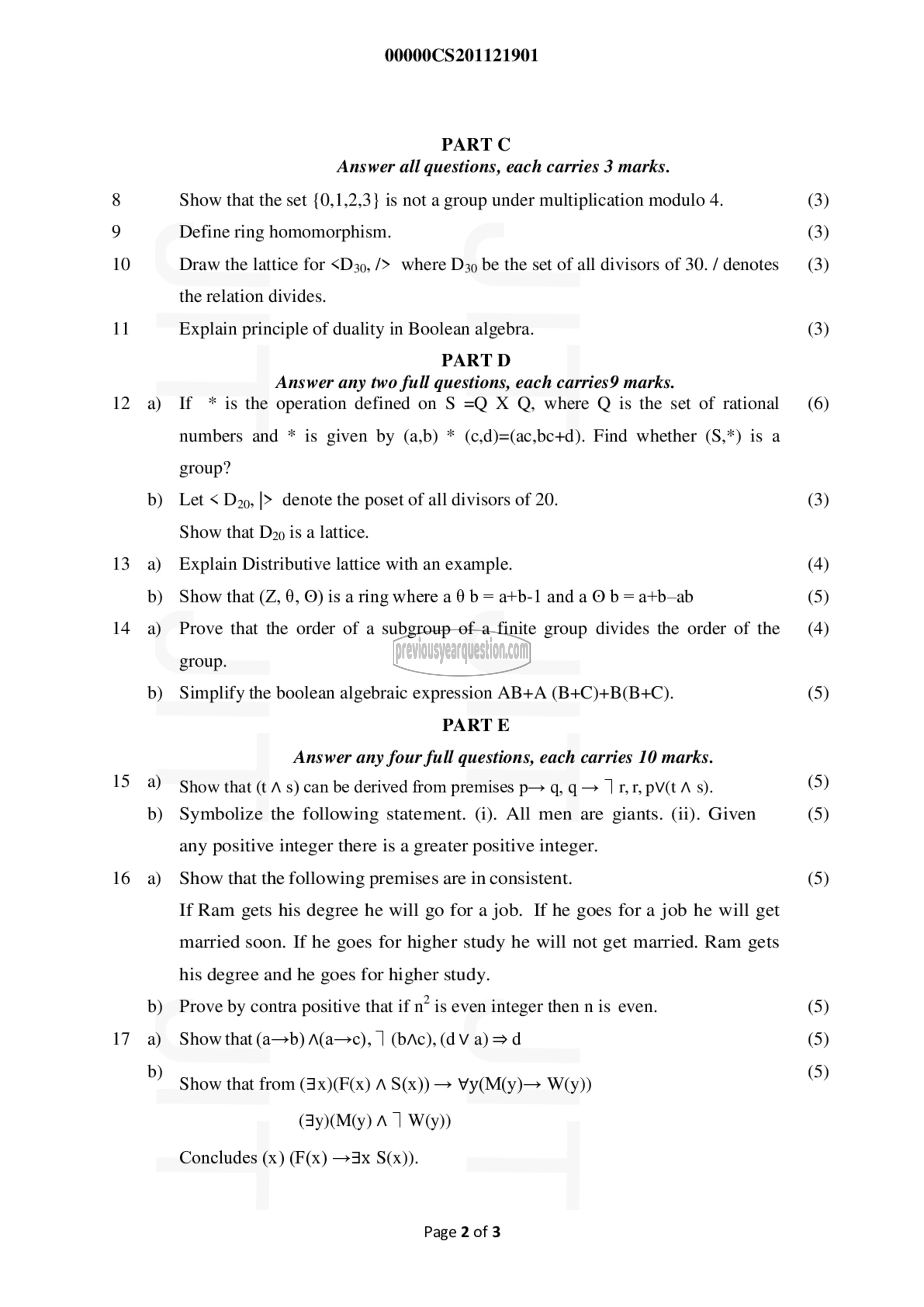 Question Paper - Discrete Computational Structures-2