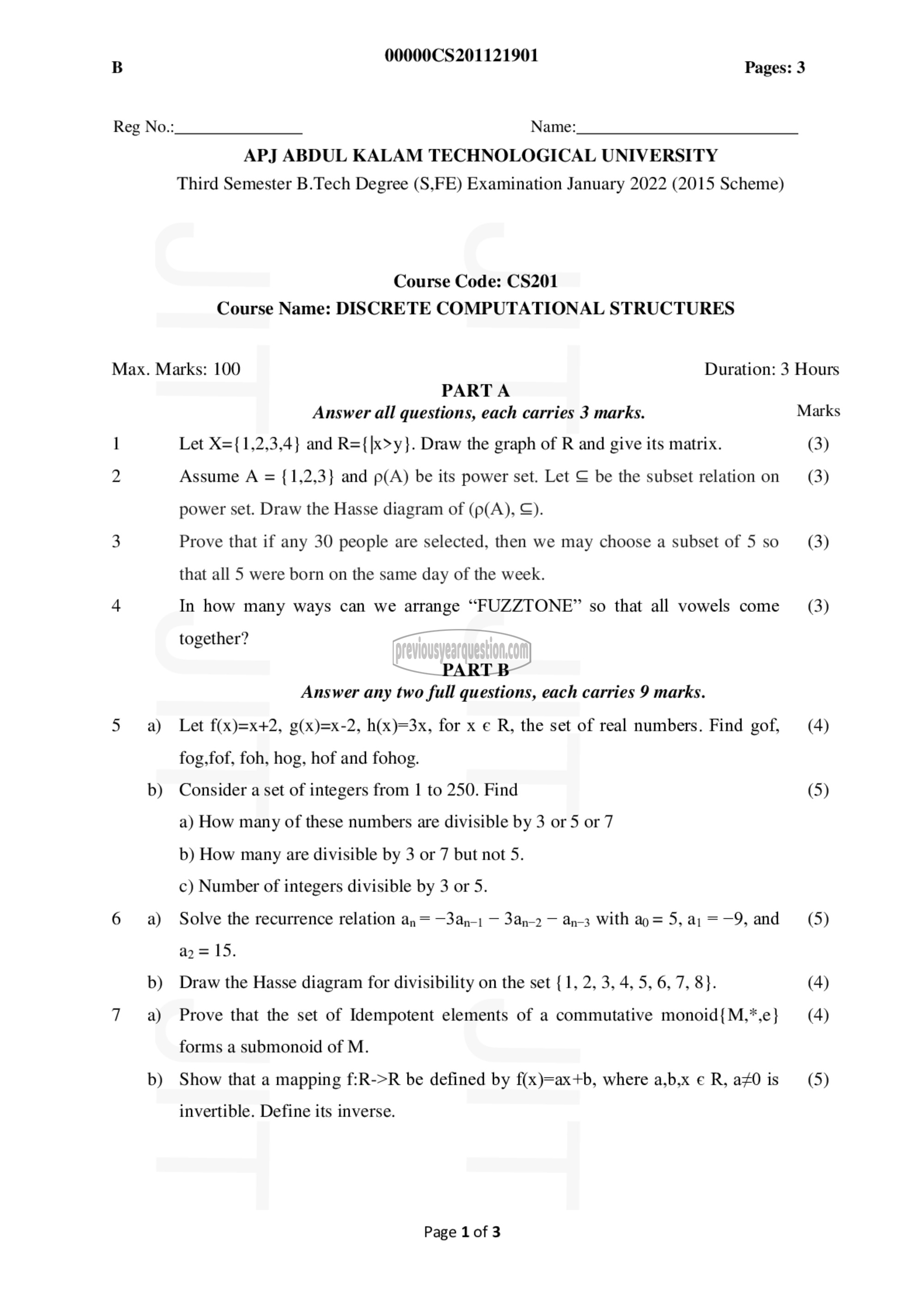 Question Paper - Discrete Computational Structures-1