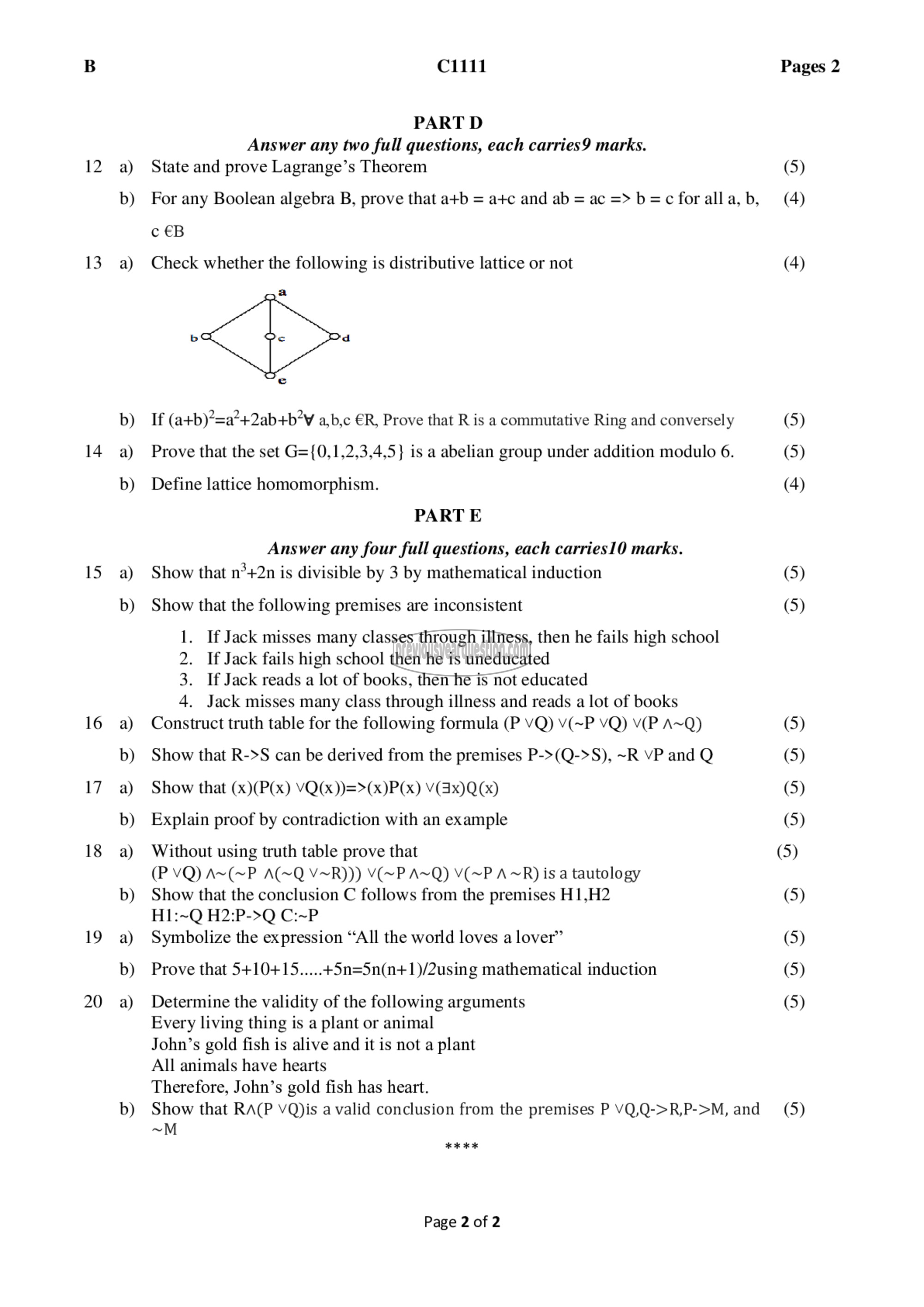 Question Paper - Discrete Computational Structures-2